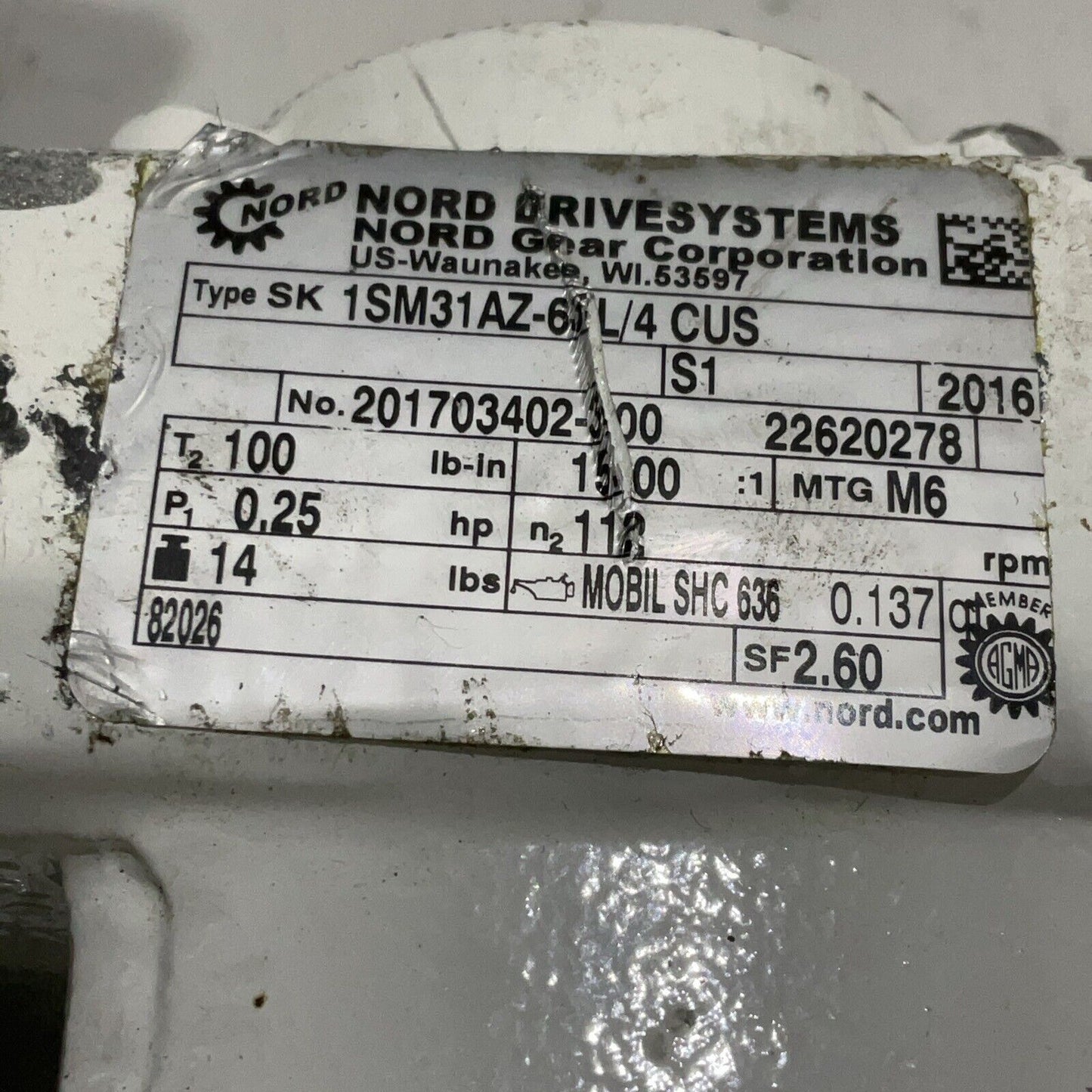 NORD 1SM31AZ-63L/4 CUS SK 63L/4 CUS GEAR MOTOR U4M