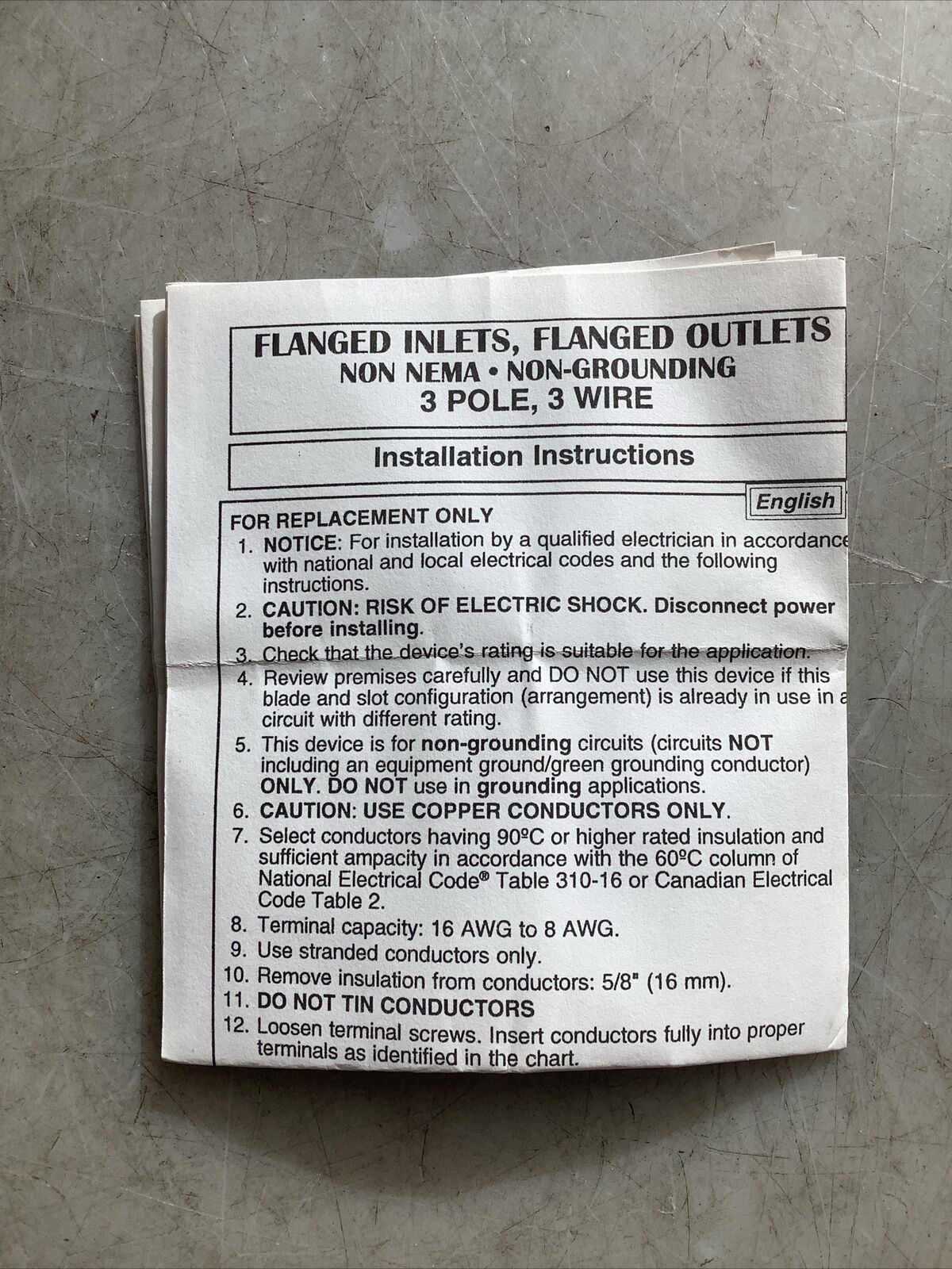 HUBBELL HBL3325C FLANGED TWIST-LOCK INLET 20A 125/250V 3P 3W 554