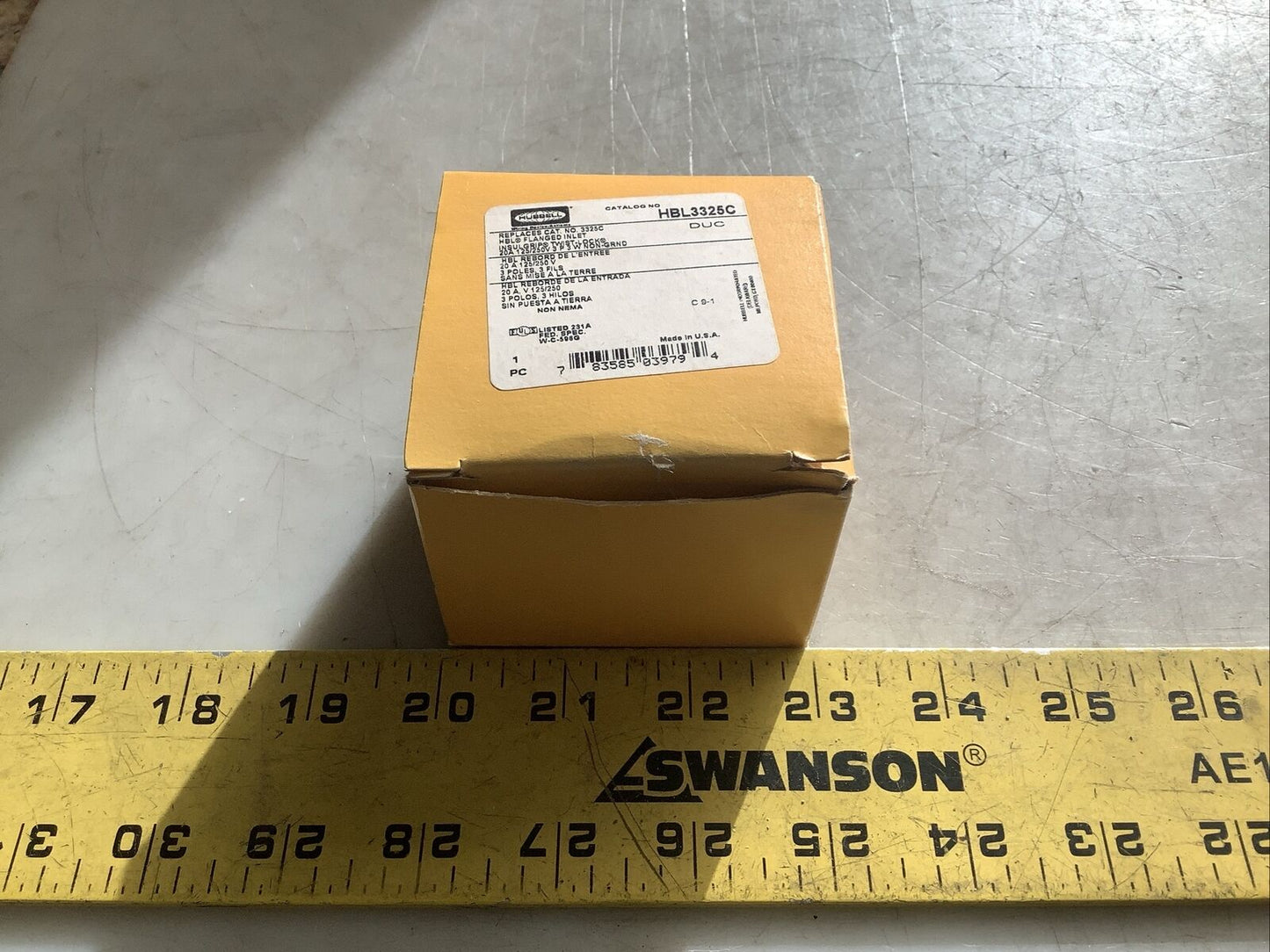 HUBBELL HBL3325C FLANGED TWIST-LOCK INLET 20A 125/250V 3P 3W 554