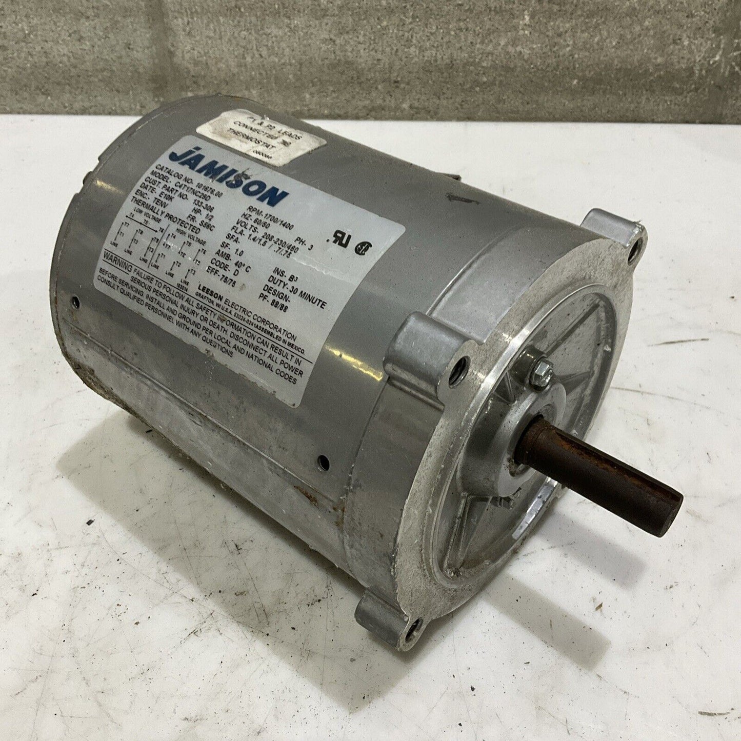 JAMISON C4T17NC29D MOTOR 1/2 HP 1700 RPM 60/50 HZ 3PH U4M