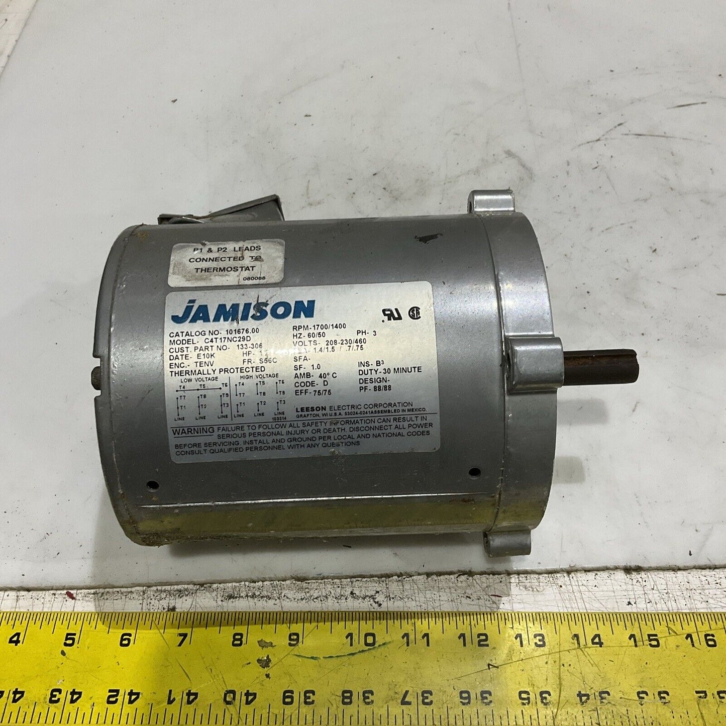 JAMISON C4T17NC29D MOTOR 1/2 HP 1700 RPM 60/50 HZ 3PH U4M