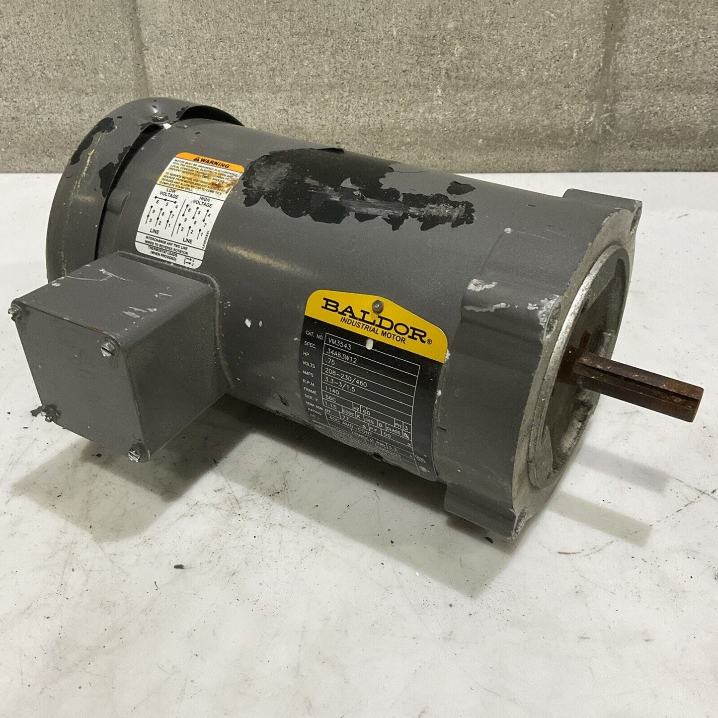 BALDOR DODGE VM3543 INDUSTRIAL MOTOR .75 HP 460V 1140 RPM U4M