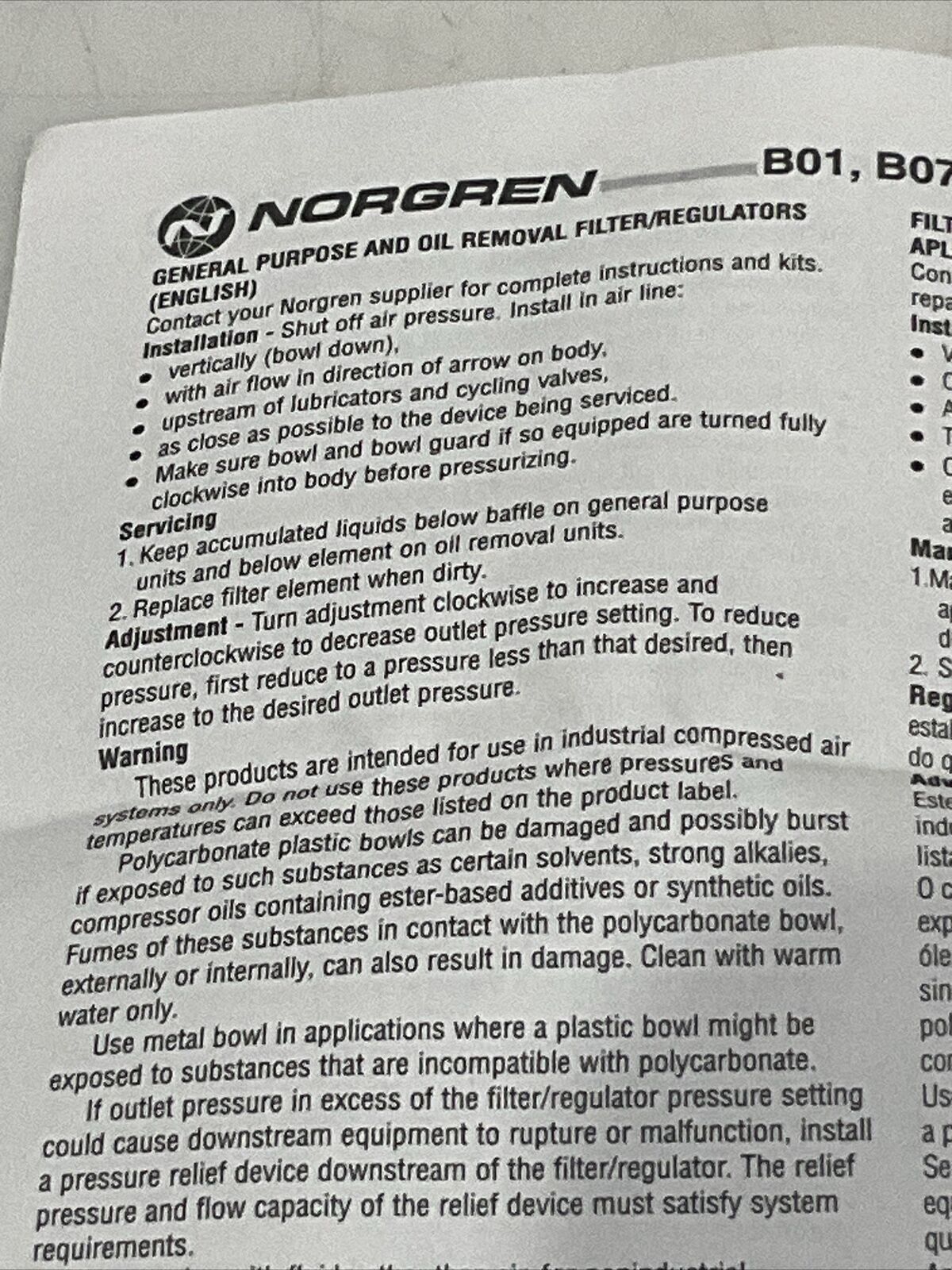 NORGREN B74G-4AK-QP3-RMG FILTER/REGULATOR U3S