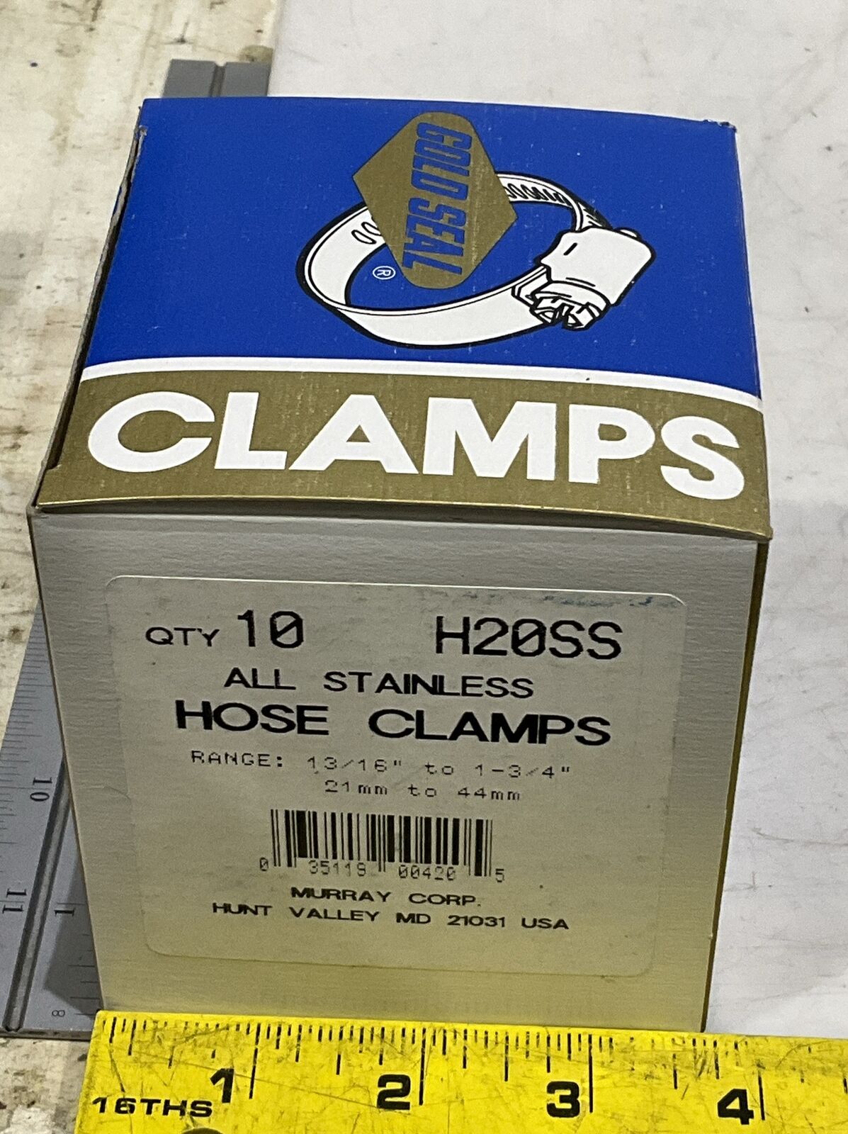 GOLD SEAL H20SS 10 ALL STAINLESS HOSE CLAMPS 13/16” TO 1 3/4” 554