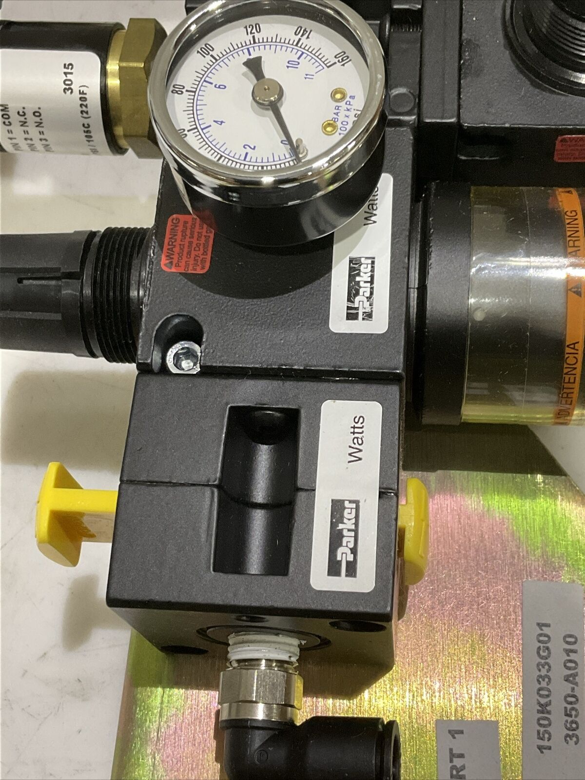 PARKER PNEUMATIC SUPPLY PANEL R75-02A PPS1-1C3-RHM PID-590JJ 55B-11-PI-590JJ U3S