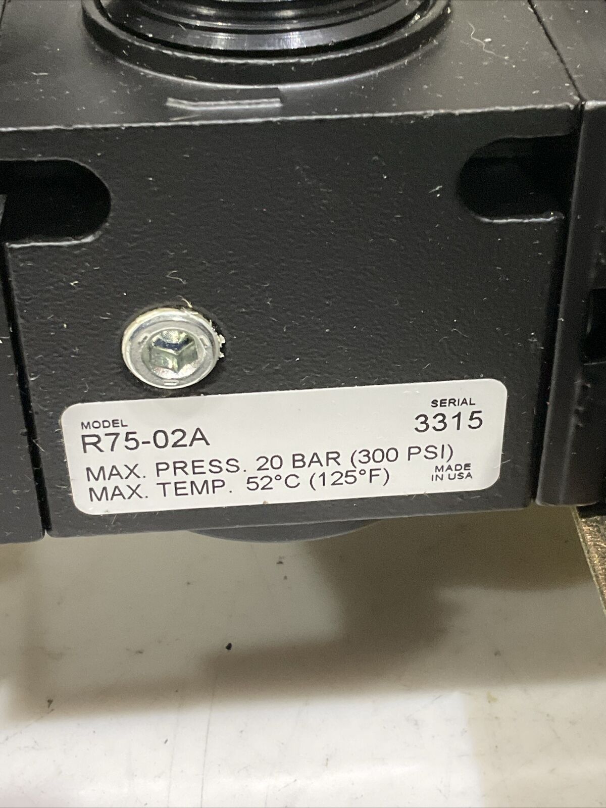 PARKER PNEUMATIC SUPPLY PANEL R75-02A PPS1-1C3-RHM PID-590JJ 55B-11-PI-590JJ U3S
