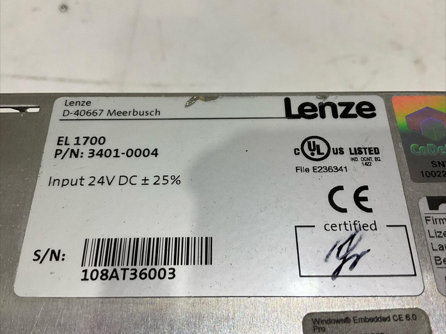 LENZE EL 1700 3401-0004 OPERATOR INTERFACE TOUCH SCREEN U3S