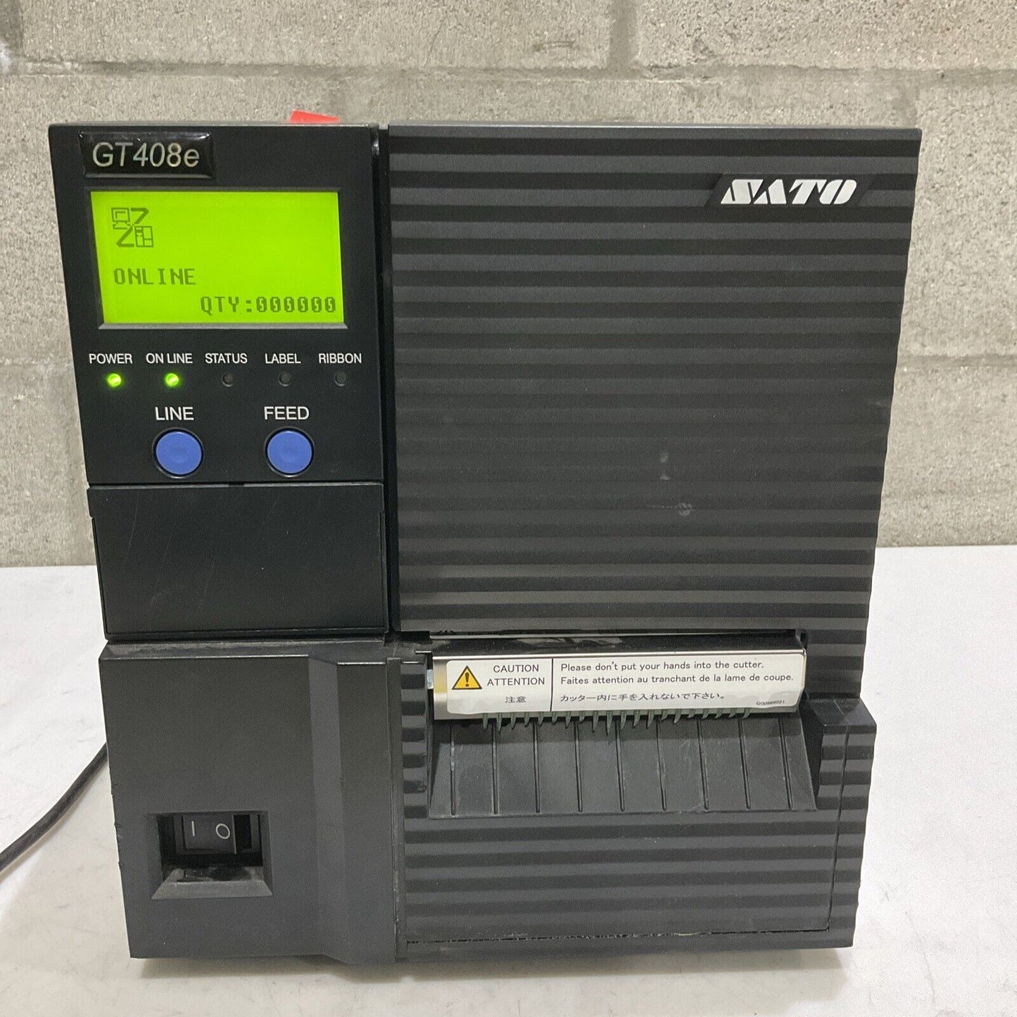 SATO GT408E BAR CODE PRINTER 240V 1.5 A 50/60 HZ U3S