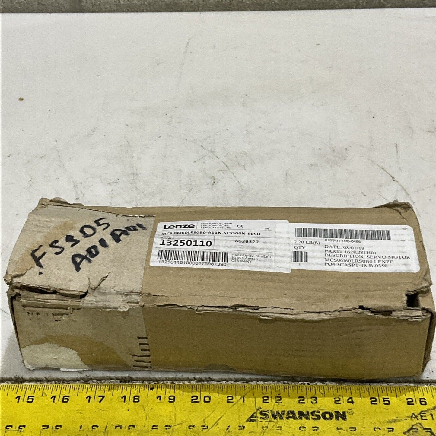 LENZE MCS 06160LRS0B0-A11N-ST5S00N-R0SU SERVO MOTOR 150/170V 1.00 HP 400HZ U3S