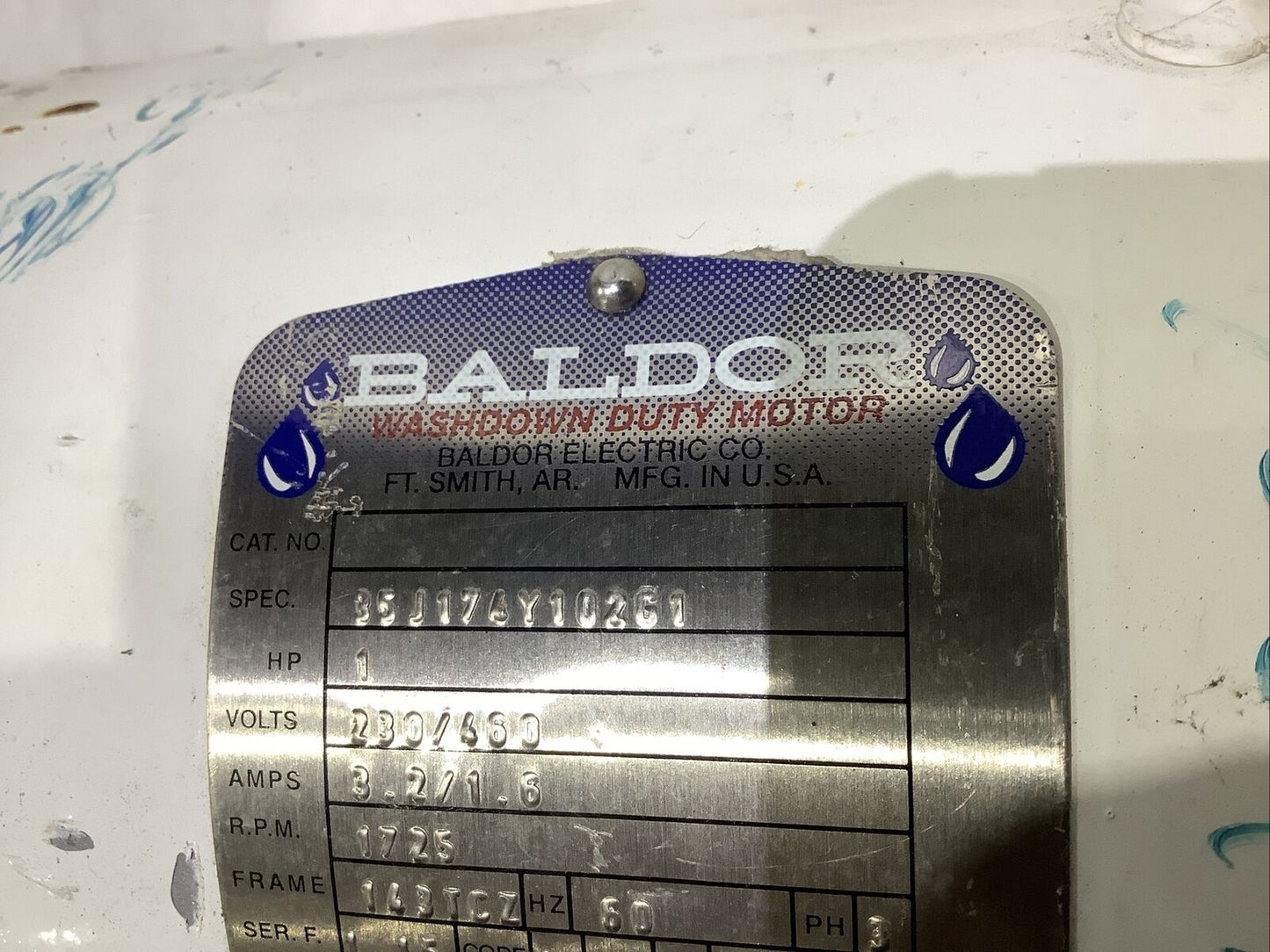 BALDOR 35J174Y102G1 WASHDOWN MOTOR 1HP 3PH 230/460V 1725RPM 143TCZ U4M