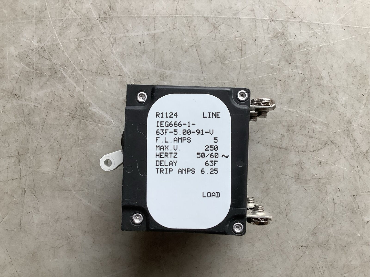 AIRPAX IEG666-1-63F-5.00-91-V CIRCUIT BREAKER 250V 5A U3S