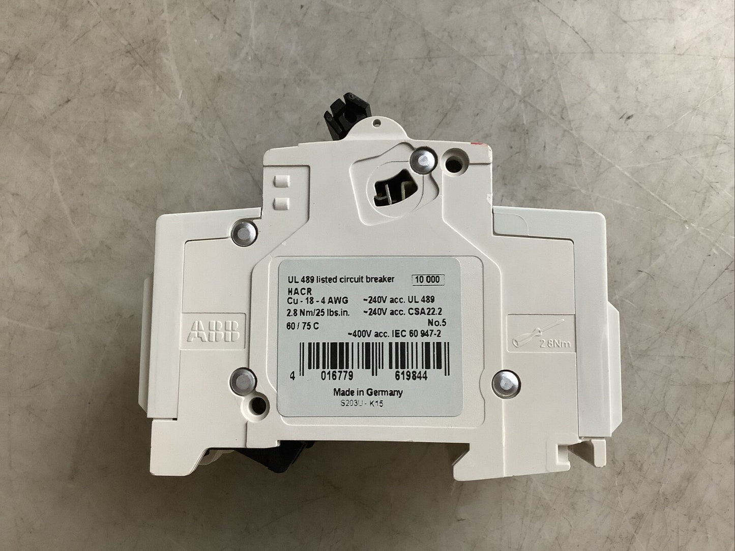 ABB S203U-K15 CIRCUIT BREAKER 15A 240V 3 POLE U3S