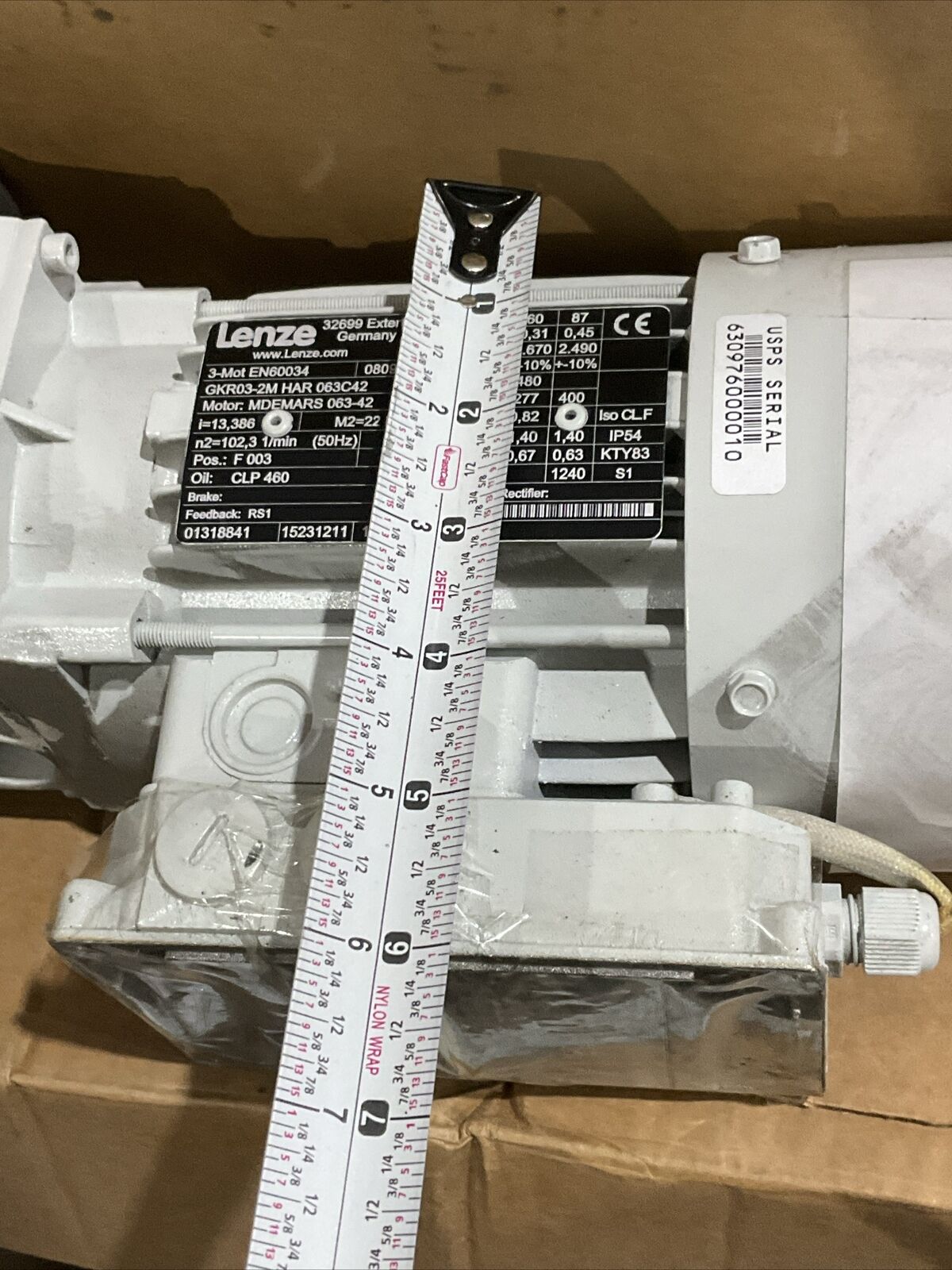 LENZE GKR03-2M HAR 063C42 MDEMARS 063-42 GEARBOX MOTOR 50/60HZ 1.370 RMIN U3S