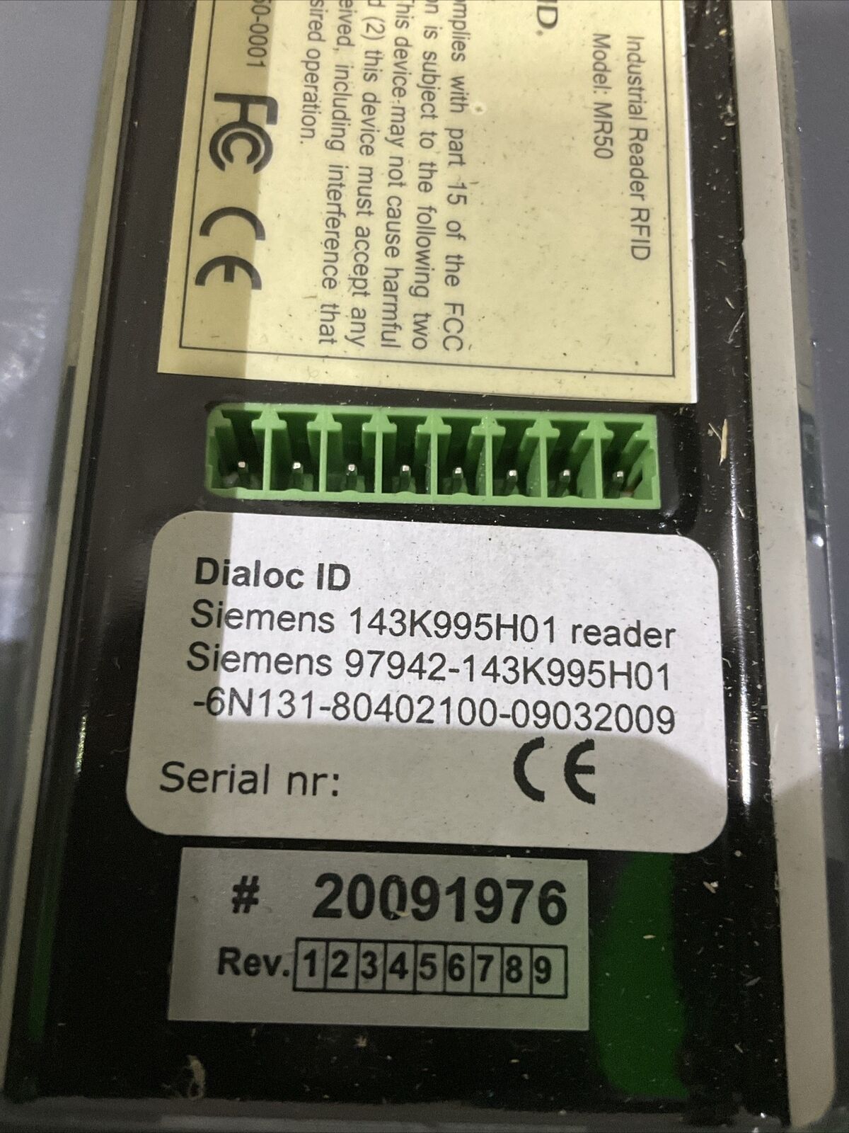 SIEMENS DIALOC MR50 20091976 ELECTRONICS LABEL READER RFID ASSEMBLY U3S