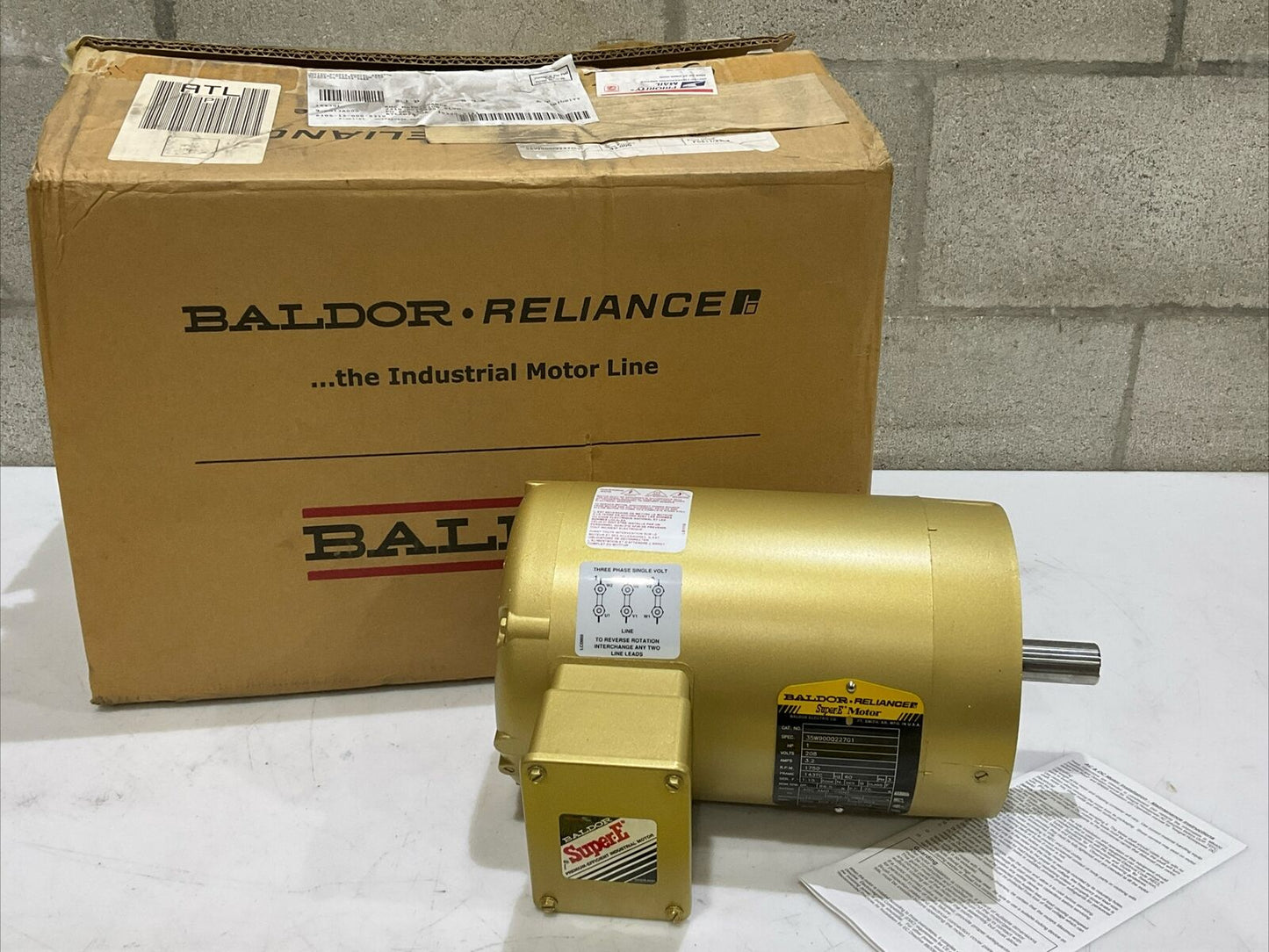 BALDOR RELIANCE 21256500 SUPER E MOTOR 60 HZ 3 PH 1 HP 208 V 1750 RPM U3S