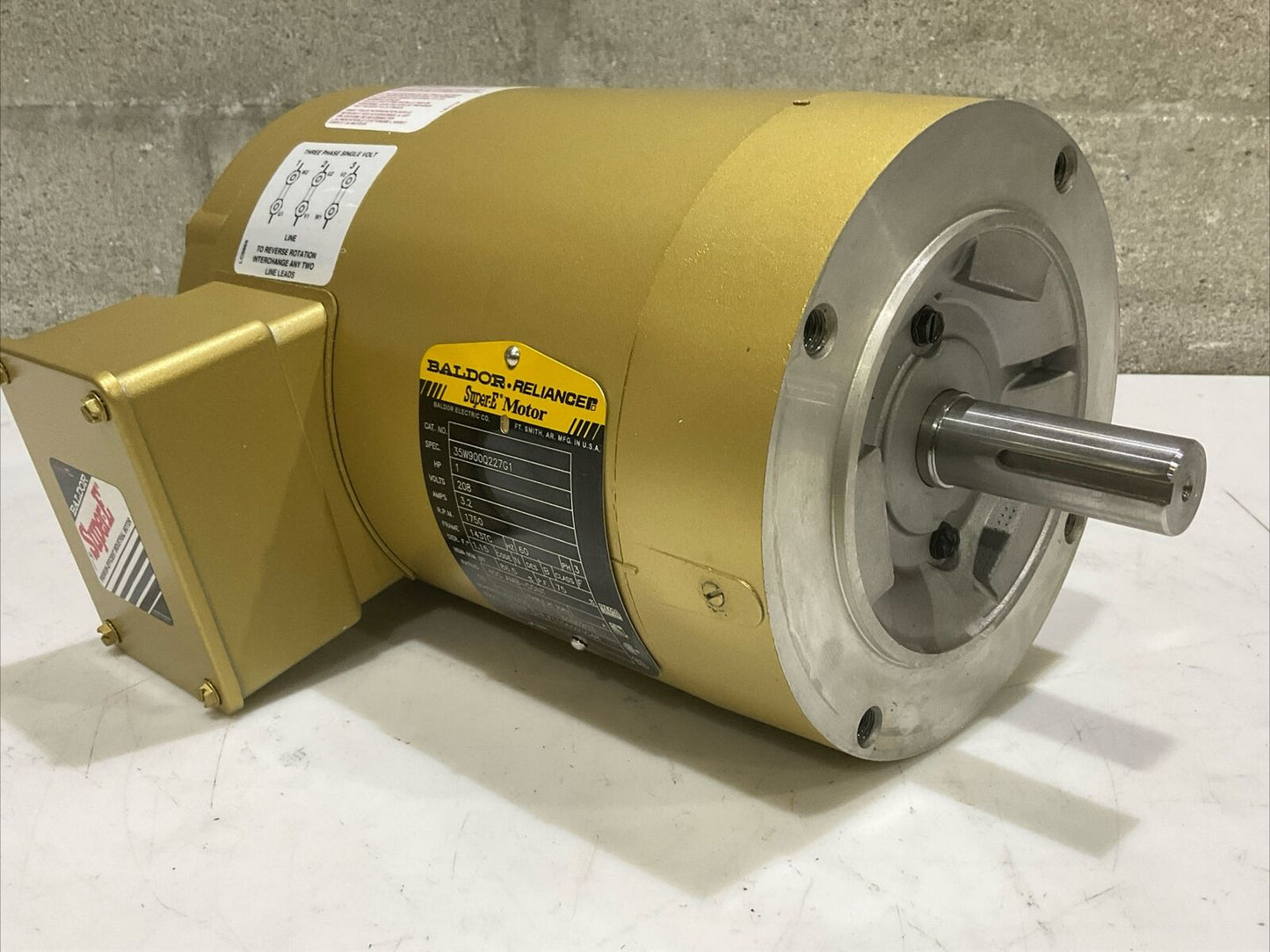 BALDOR RELIANCE 21256500 SUPER E MOTOR 60 HZ 3 PH 1 HP 208 V 1750 RPM U3S