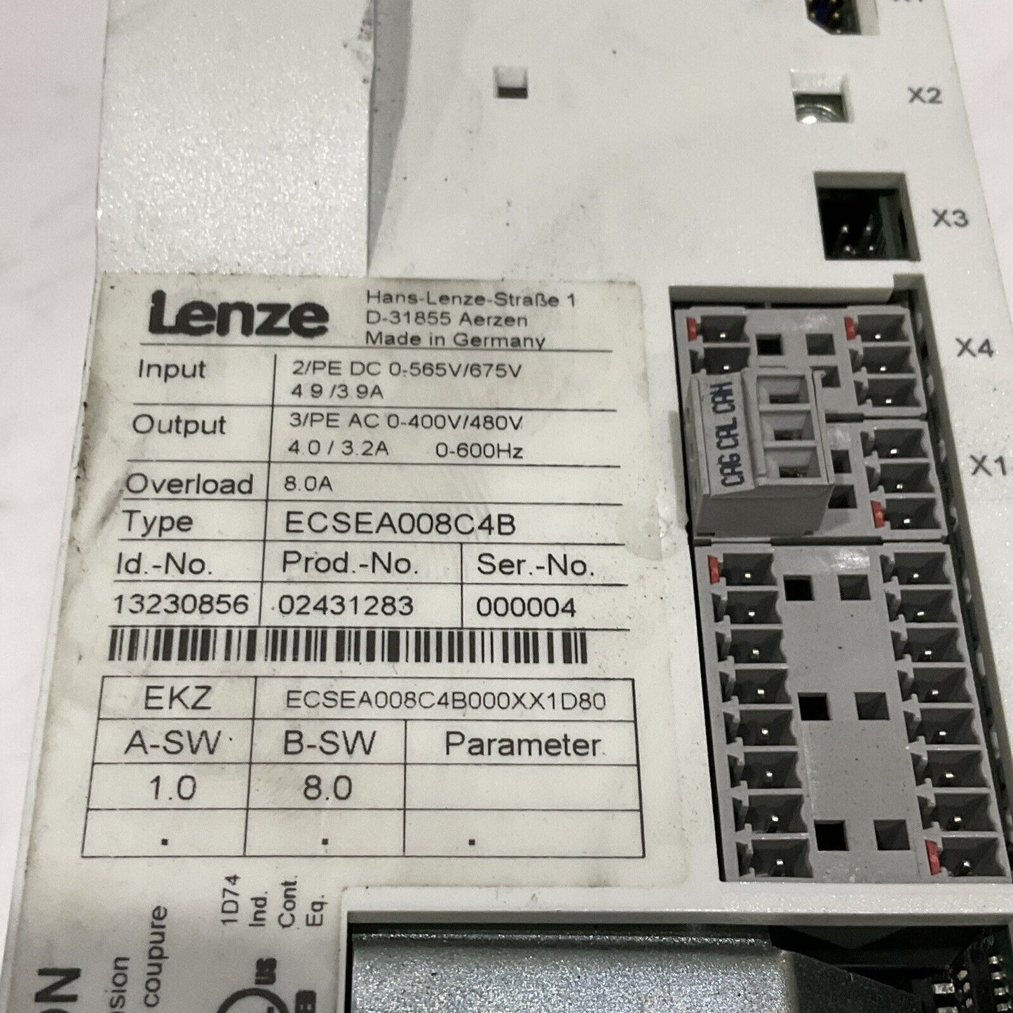 LENZE ECSEA008C4B SERVO DRIVE INVERTER U3S