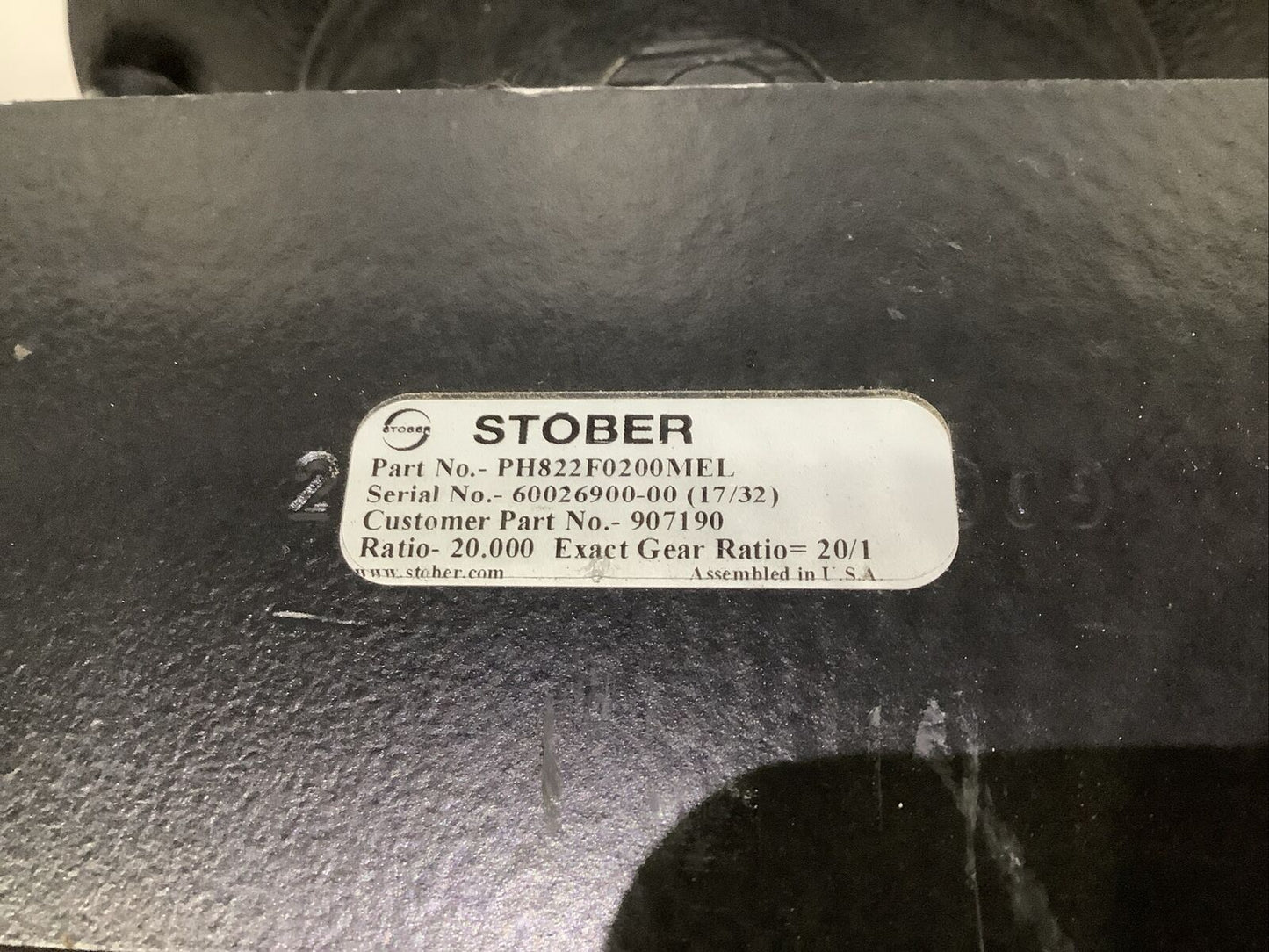 STOBER PH822F0200MEL GEARHEAD 20:1 RATIO U4M