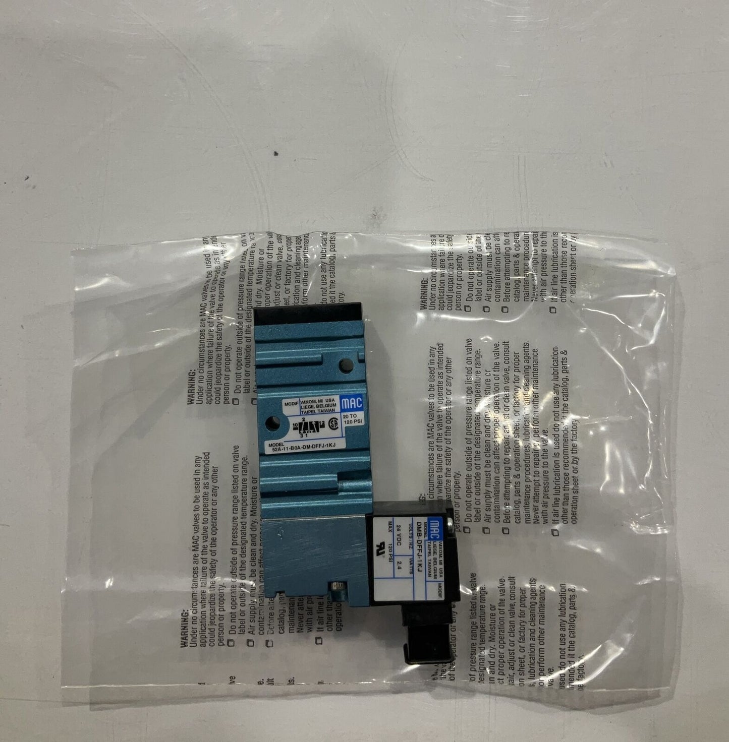 MAC 52A-11B0A-DM-DFFJ-1KJ  VALVE  PNEUMATIC SOLENOID 3 WAYS U3S