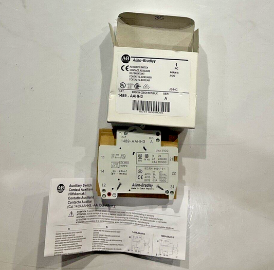 A-B ALLEN-BRADLEY  1489-AAHH3 AUXILIARY CONTACTOR  CIRCUIT BREAKER  230V  U3S