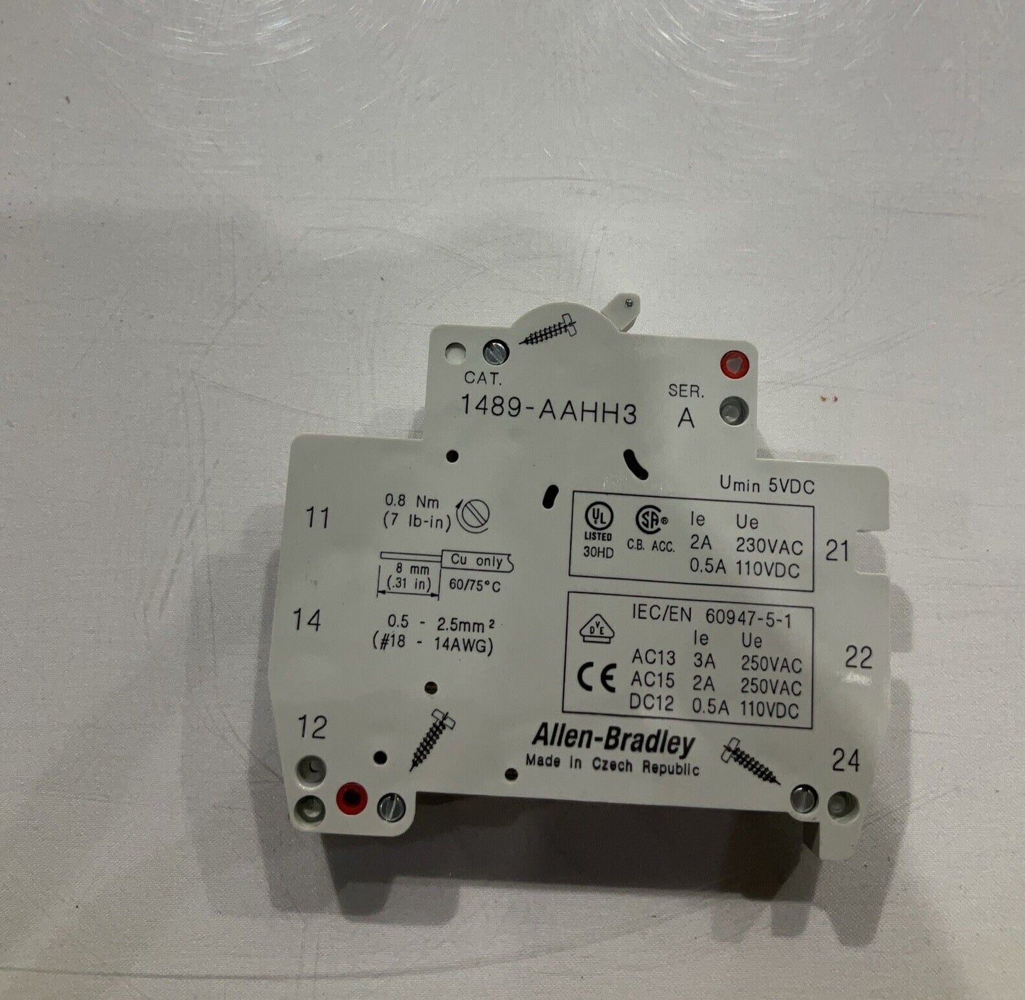 A-B ALLEN-BRADLEY  1489-AAHH3 AUXILIARY CONTACTOR  CIRCUIT BREAKER  230V  U3S