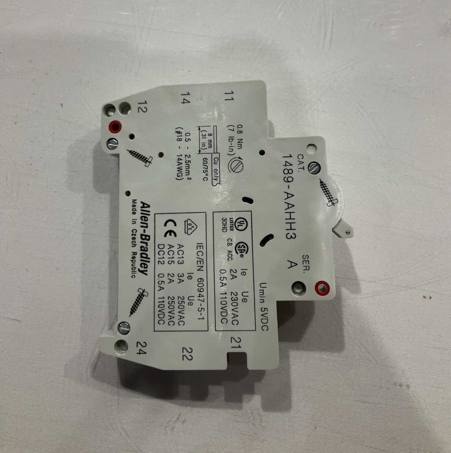 A-B ALLEN-BRADLEY  1489-AAHH3 AUXILIARY CONTACTOR  CIRCUIT BREAKER  230V  U3S