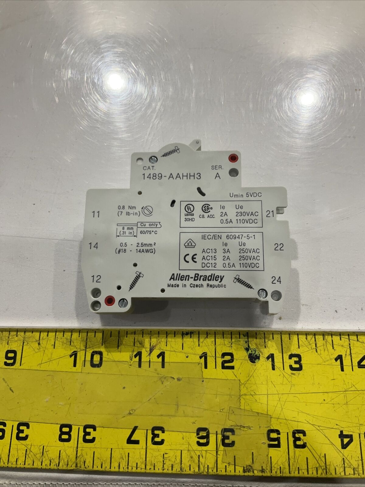 A-B ALLEN-BRADLEY  1489-AAHH3 AUXILIARY CONTACTOR  CIRCUIT BREAKER  230V  U3S