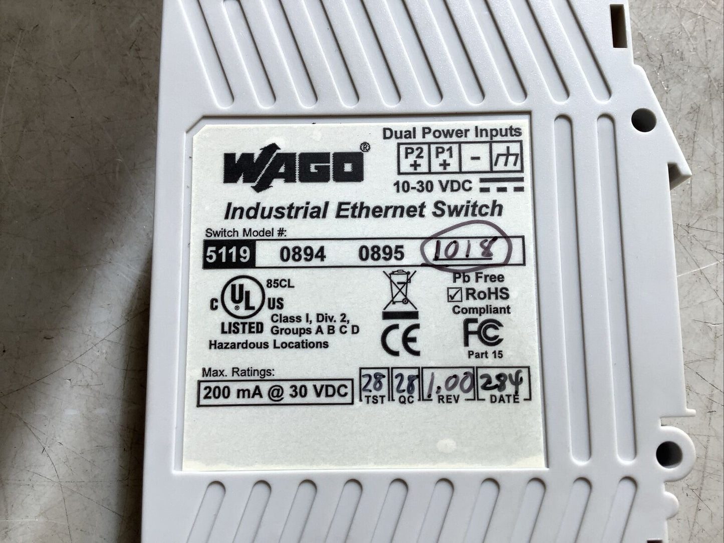 WAGO 51191018 5119-0894-0895-1018 ETHERNET SITCH U3S