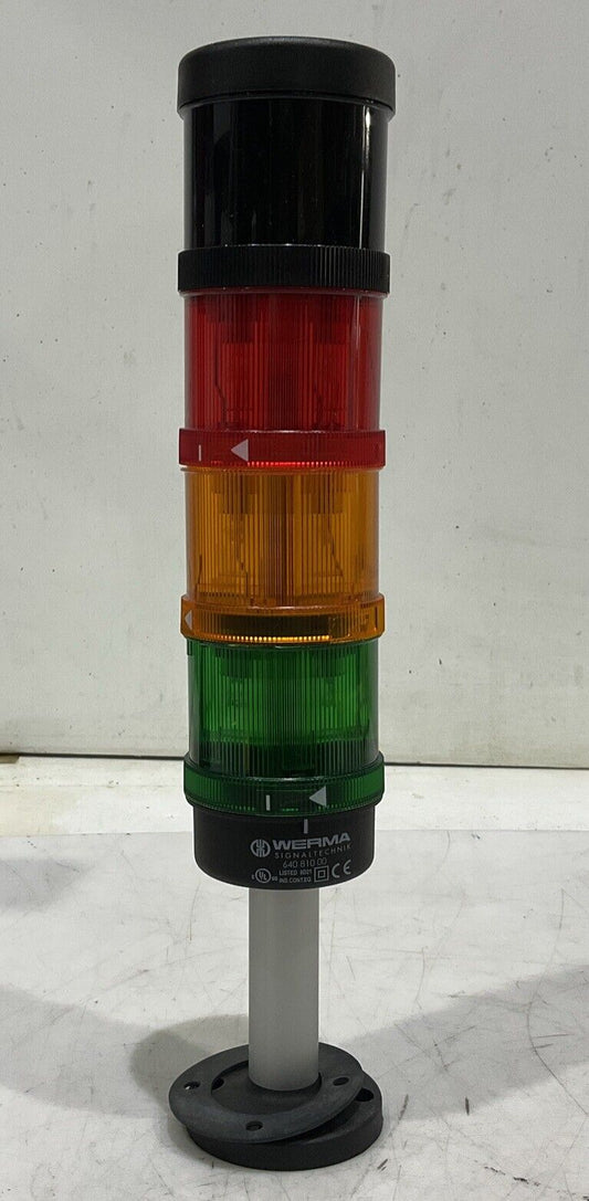 WERMA 640 810 00 RED YELLOW GREEN STACK LIGHT HORN SIGNALTECHNIK U3S