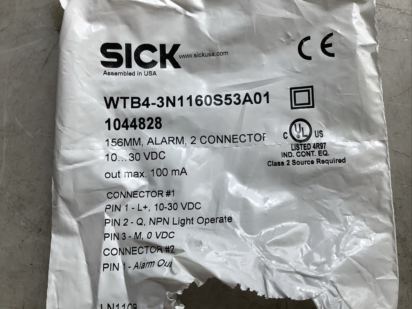 SICK WTB4-3N1160S53A01 1044828 PHOTOELECTRIC PROXIMITY LOOP SENSOR ASSEMBLY U3S
