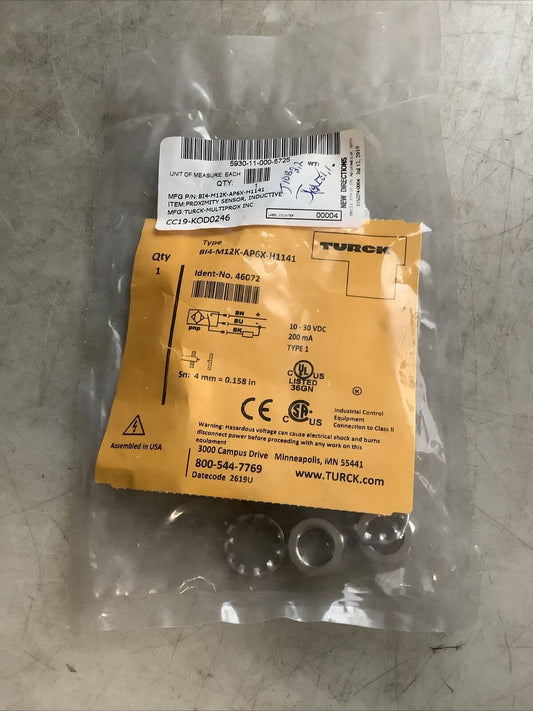 TURCK BI4-M12K-AP6X-H1141 46072 INDUCTIVE PROXIMITY SENSOR U3S