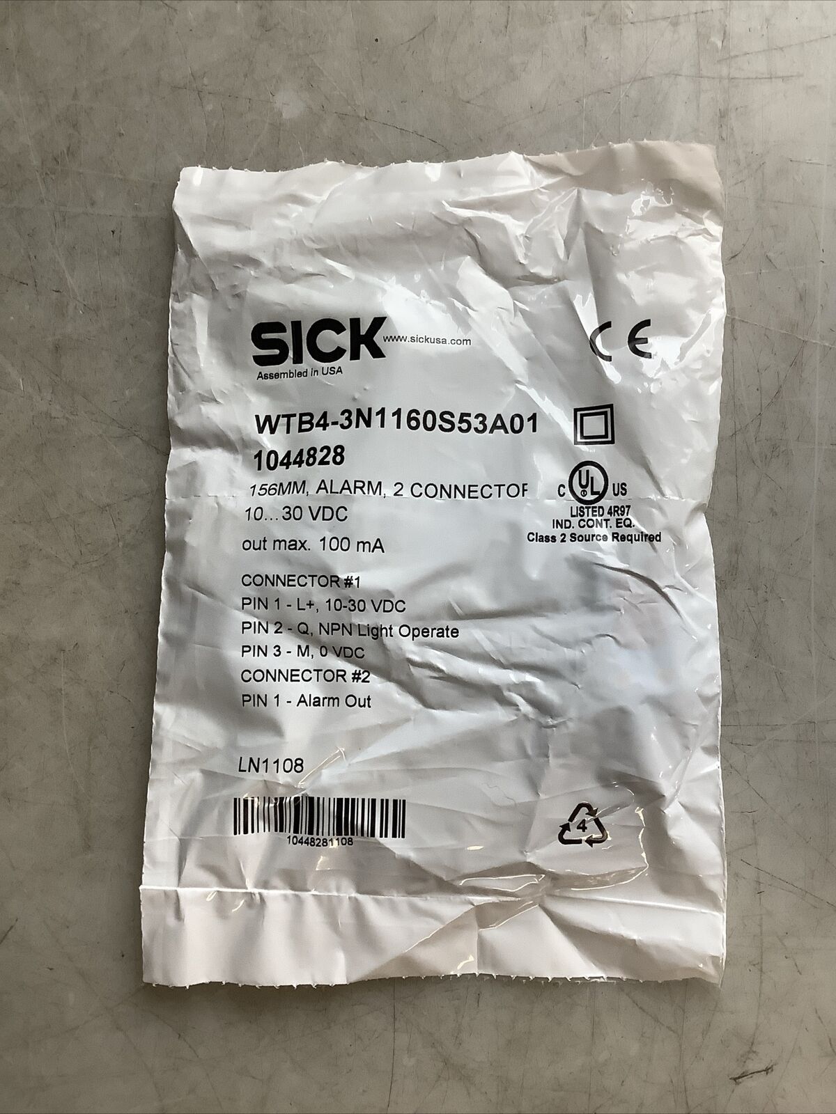 SICK WTB4-3N1160S53A01 1044828 PHOTOELECTRIC PROXIMITY SWITCH U3S