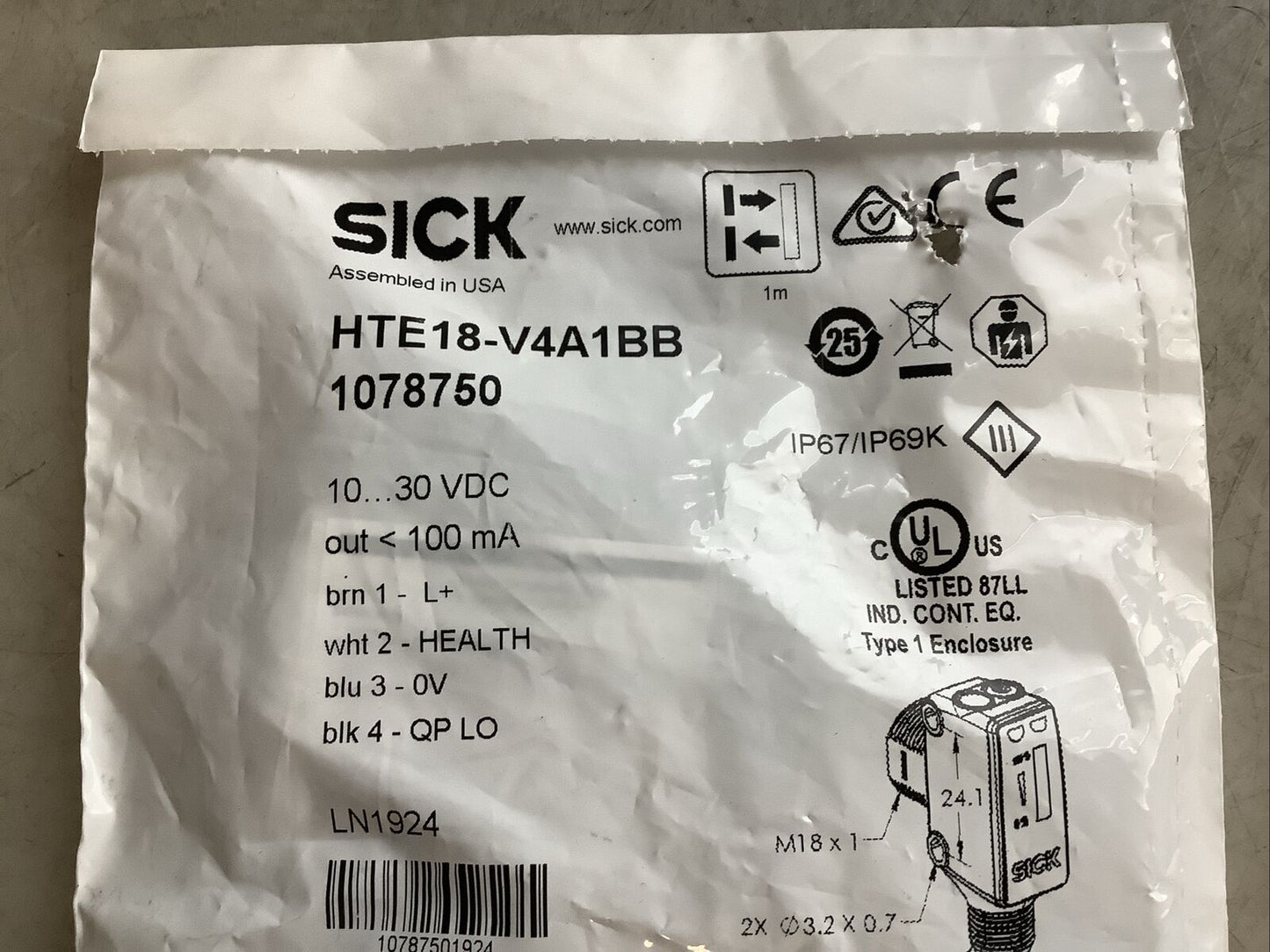 SICK HTE18-V4A1BB 1078750 PHOTOELECTRIC SENSOR SWITCH U3S