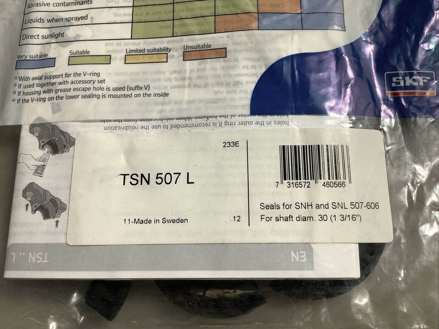 SKF TSN 507 L FOUR LIP SEAL U3S