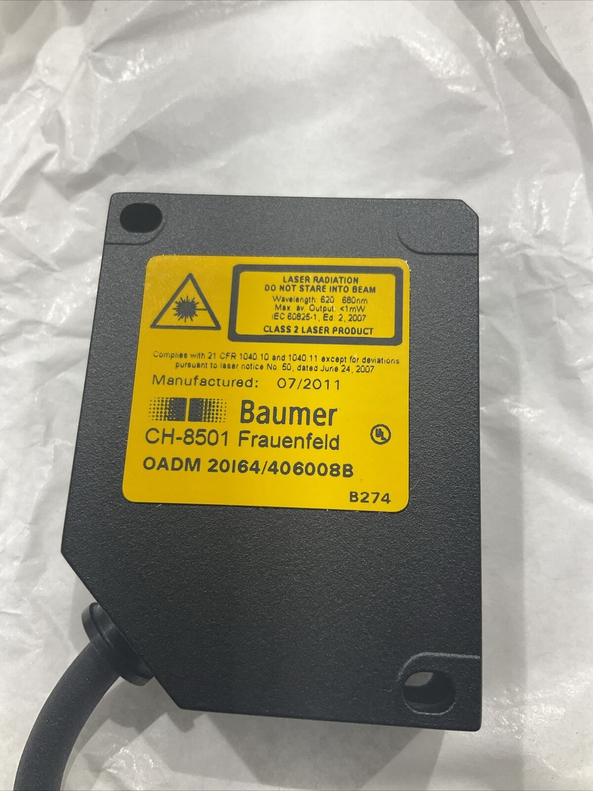 BAUMER CH-8501 174K176G01 SENSOR ASSY SHORT RANGE THICKNESS LOT OF  3 U3S