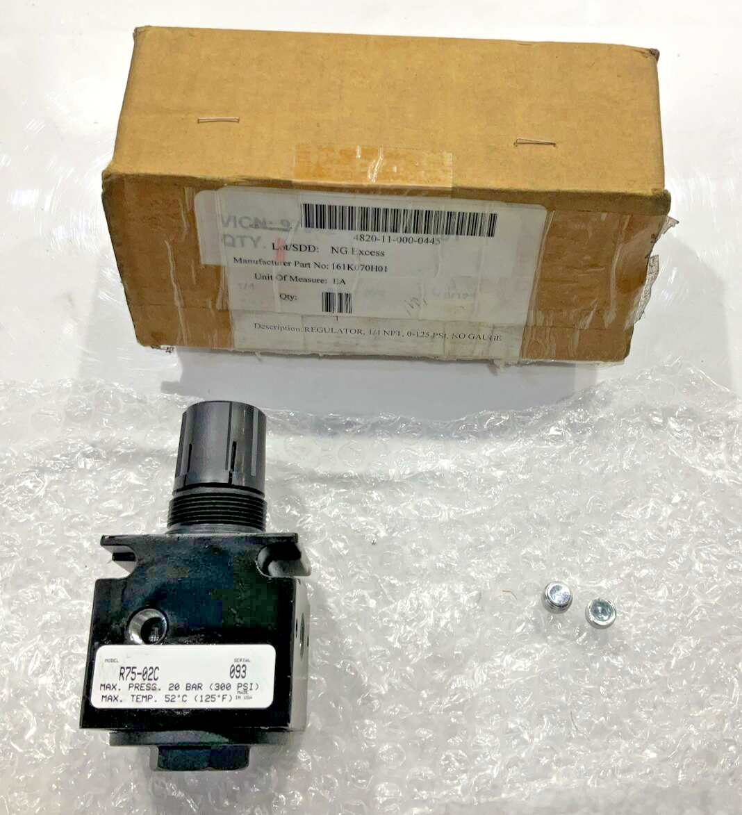 PARKER PNEUMATIC DIVISION R75-02C 161K070H01 REGULATOR1/4 NPT  U3S