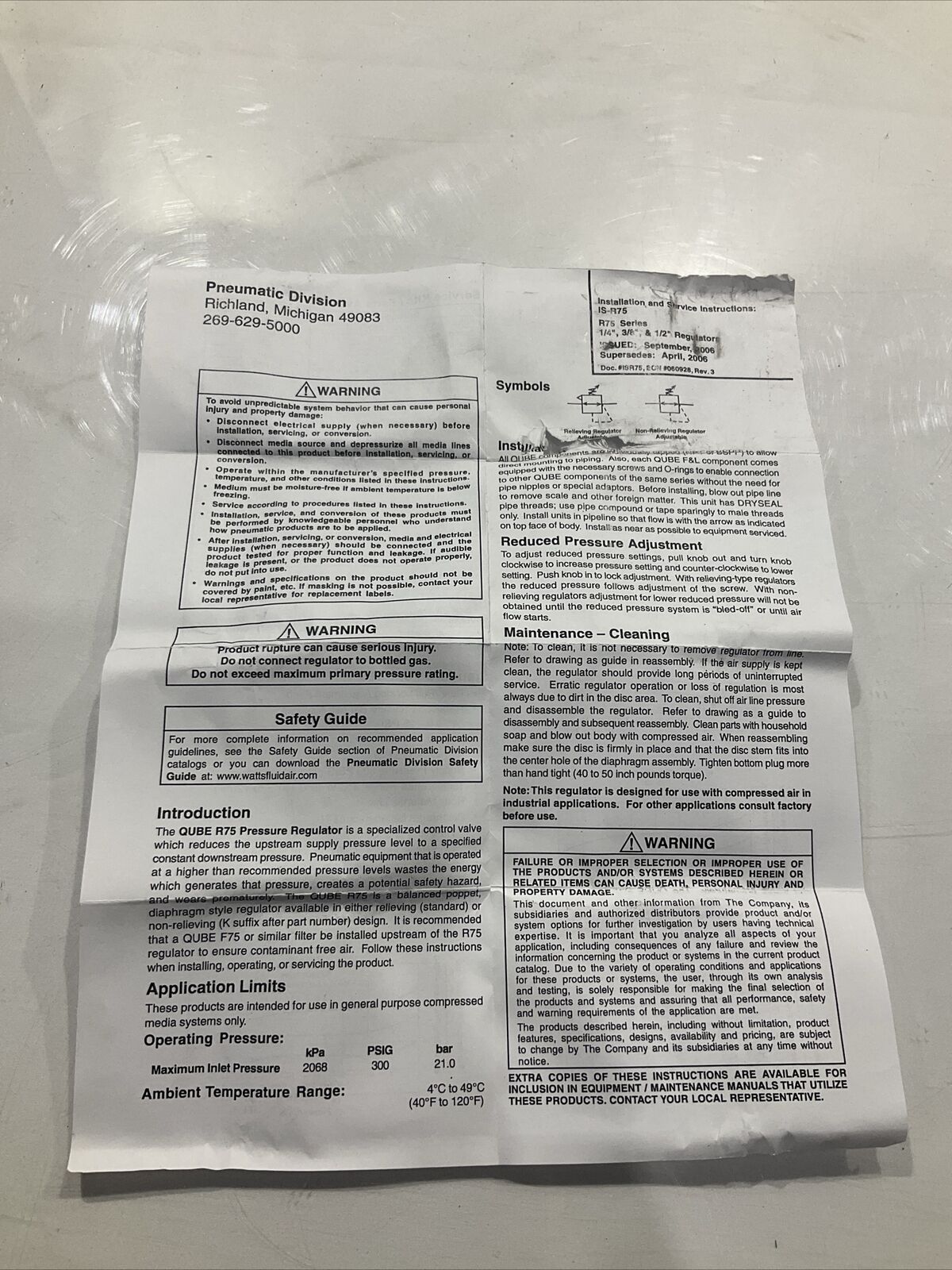 PARKER R75-02C  WATTS  REGULATOR  U3S