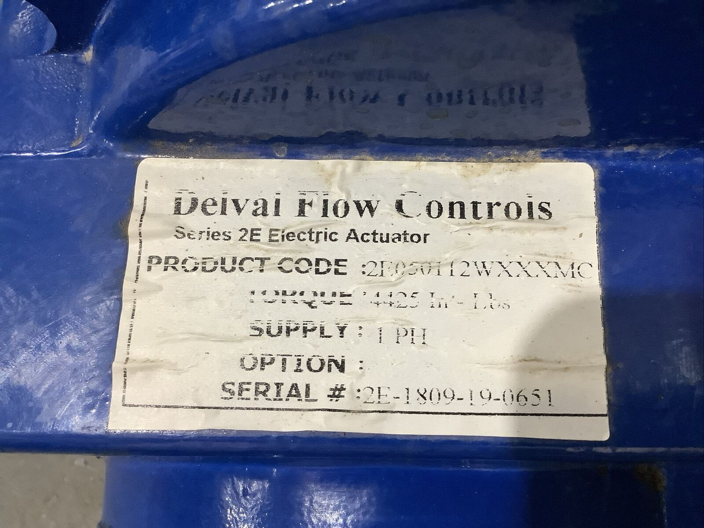 DELVAL FLOW CONTROLS SERIES 2E ELECTRIC ACTUATOR AND BUTTERFLY VALVE 10" G7T