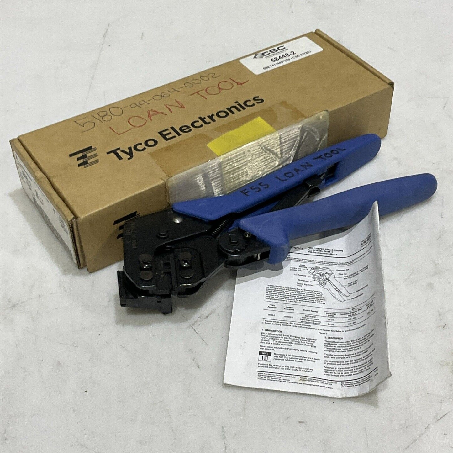 TYCO ELECTRONICS 58448-2 PRO-CRIMPER III HAND CRIMPING TOOL W/ DIE 58448-3 U3S