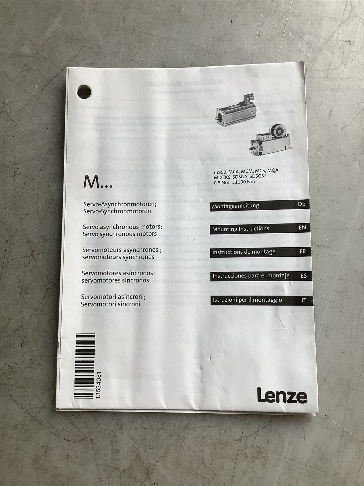 LENZE MCS 06I41LRS0P1-A11N-ST5S00N-R0SU SERVO MOTOR 0.86HP 175V 4050RPM U3S