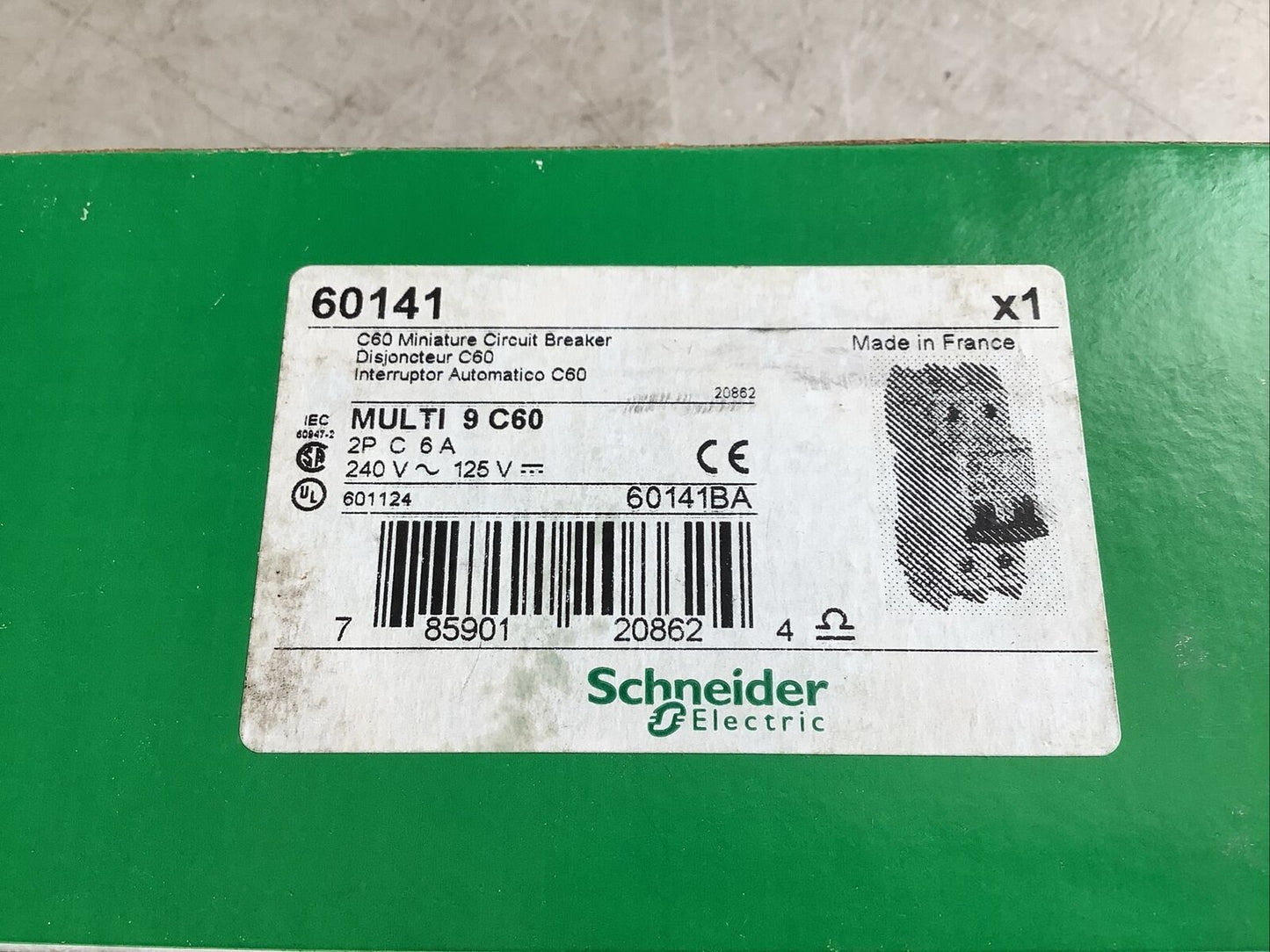 SCHNEIDER ELECTRIC 60141 MINI CIRCUIT BREAKER 6A 240V C60 U3S