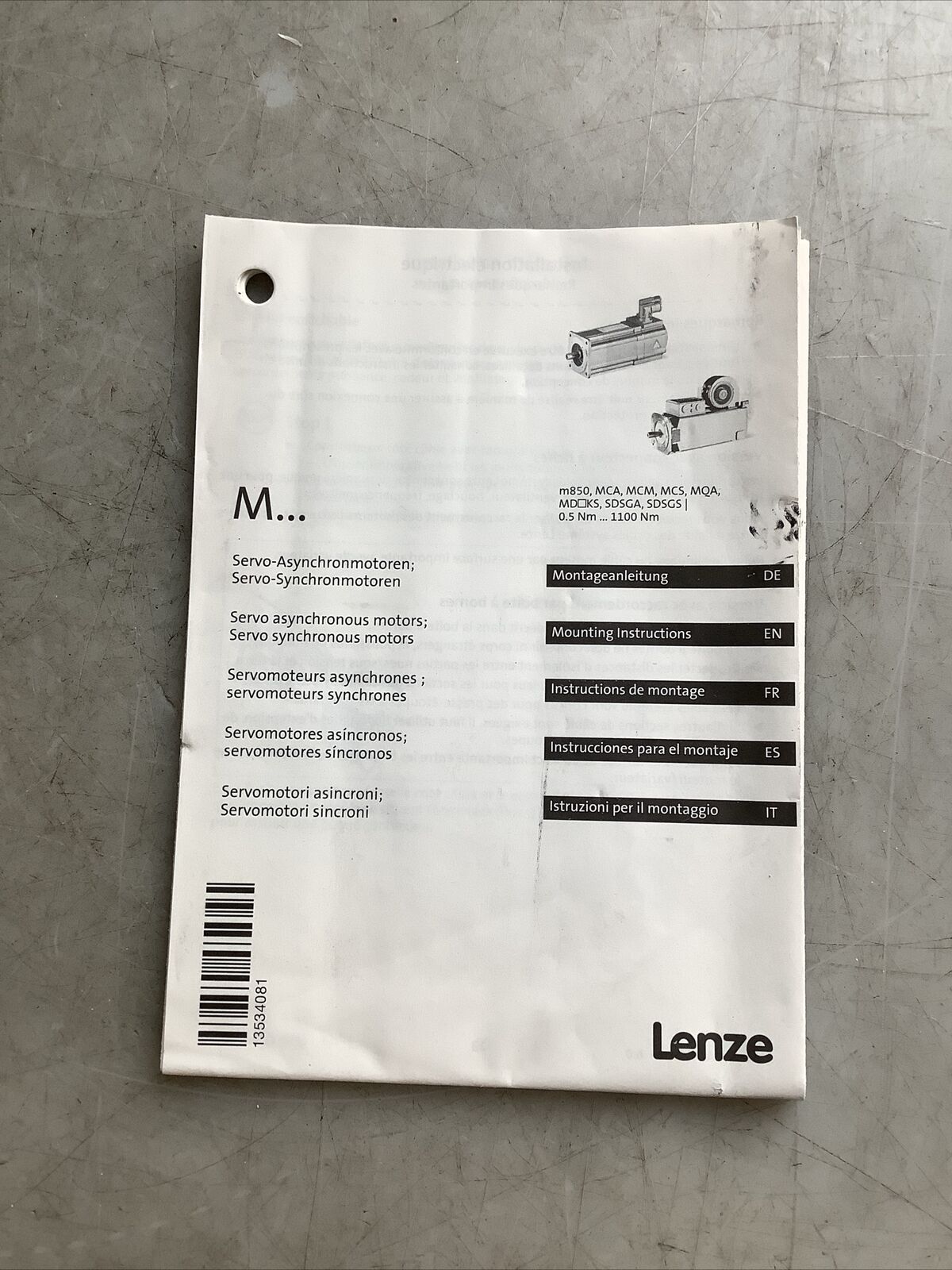 LENZE MCS 06I60LRS0P1-A11N-ST5S00N-R2SU SERVO MOTOR 150V 1HP 6000RPM U3S