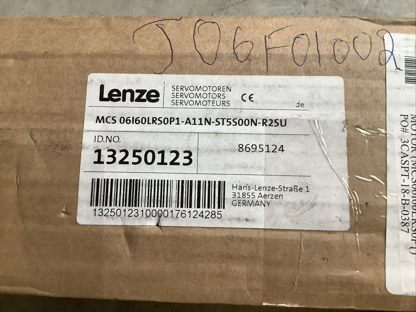 LENZE MCS 06I60LRS0P1-A11N-ST5S00N-R2SU SERVO MOTOR 150V 1HP 6000RPM U3S