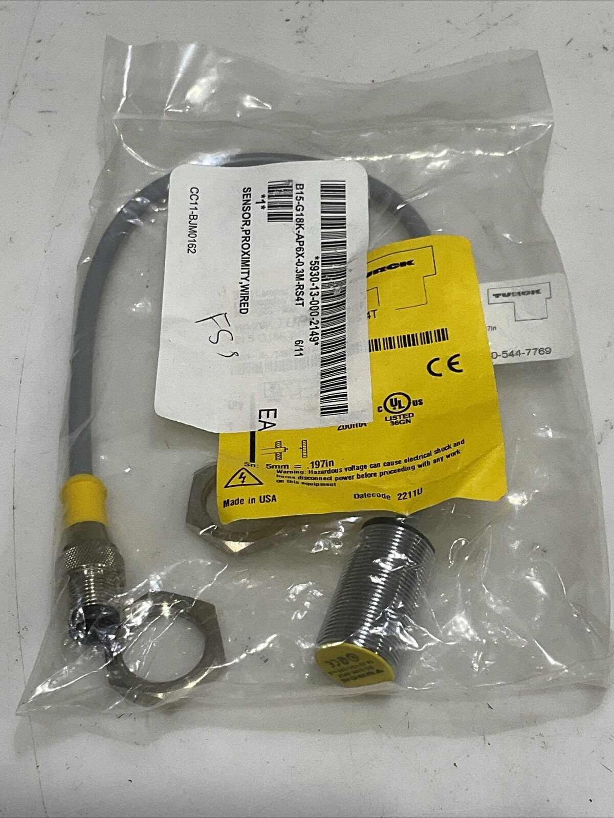 TURCK T4670481-1 BI5-G18K-AP6X-0.3M-RS 4T WIRED PROXIMITY SENSOR U3S