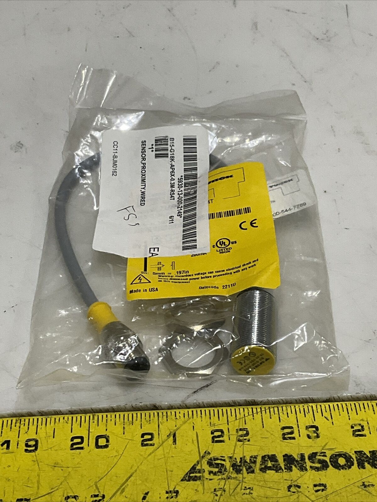 TURCK T4670481-1 BI5-G18K-AP6X-0.3M-RS 4T WIRED PROXIMITY SENSOR U3S
