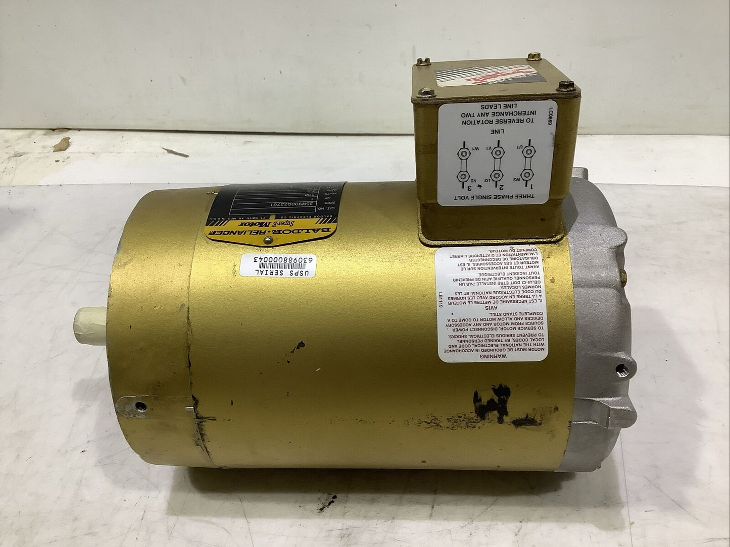 BALDOR 35W900Q227G1 MOTOR 3PH 1HP 208V 3.2A 1750RPM 143TC U3S