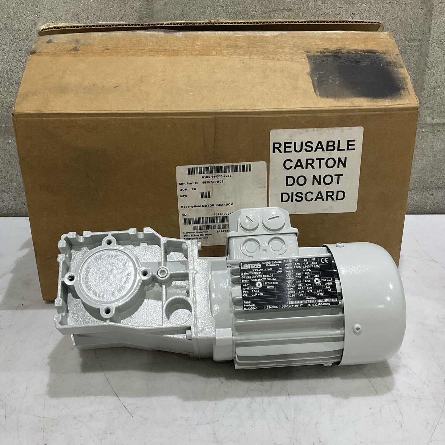 LENZE 3-MOT EN60034 MDEMAXX 063-32 GKR03-2M VBR 063C32 GEARBOX MOTOR U3S