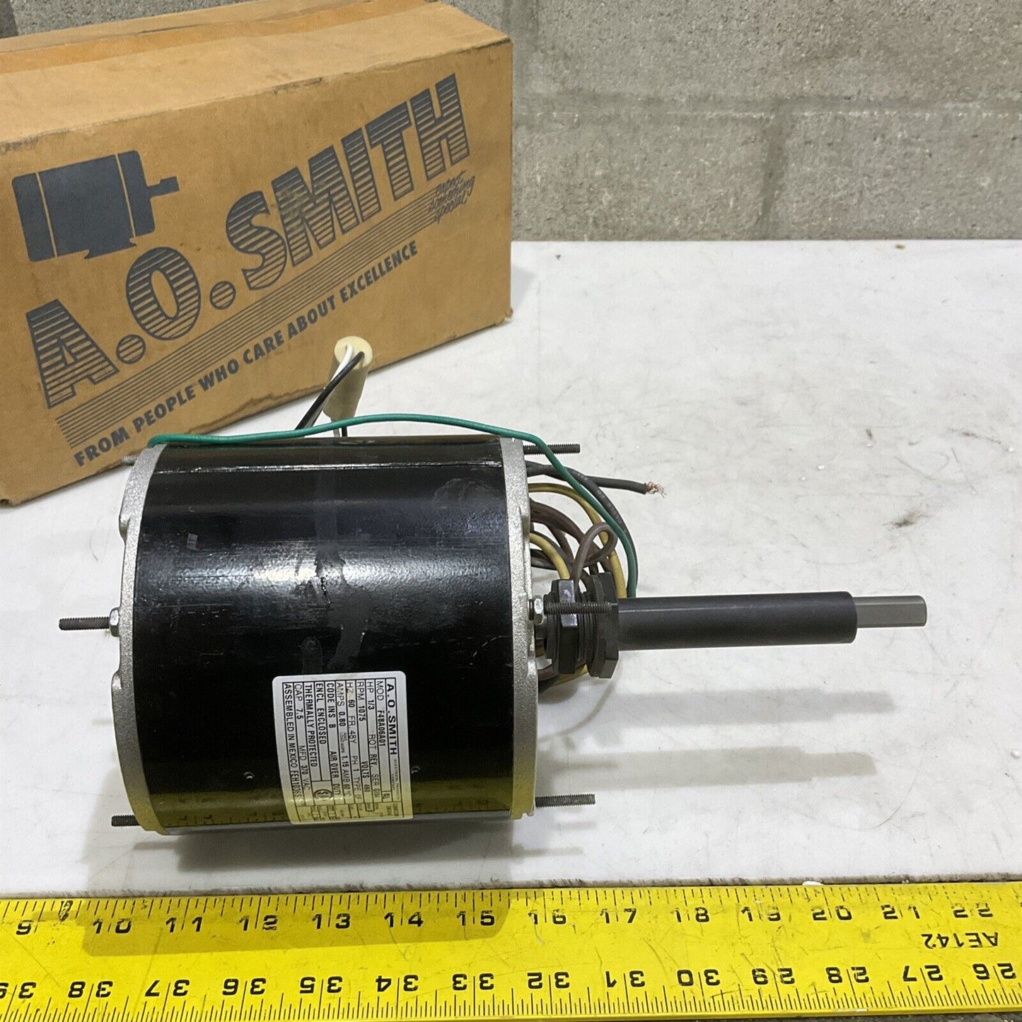 A.O. SMITH F48A06A01 FEH1036S 4ME16 REV. AC MOTOR 1/3HP 460V .80A 1075 RPM 373