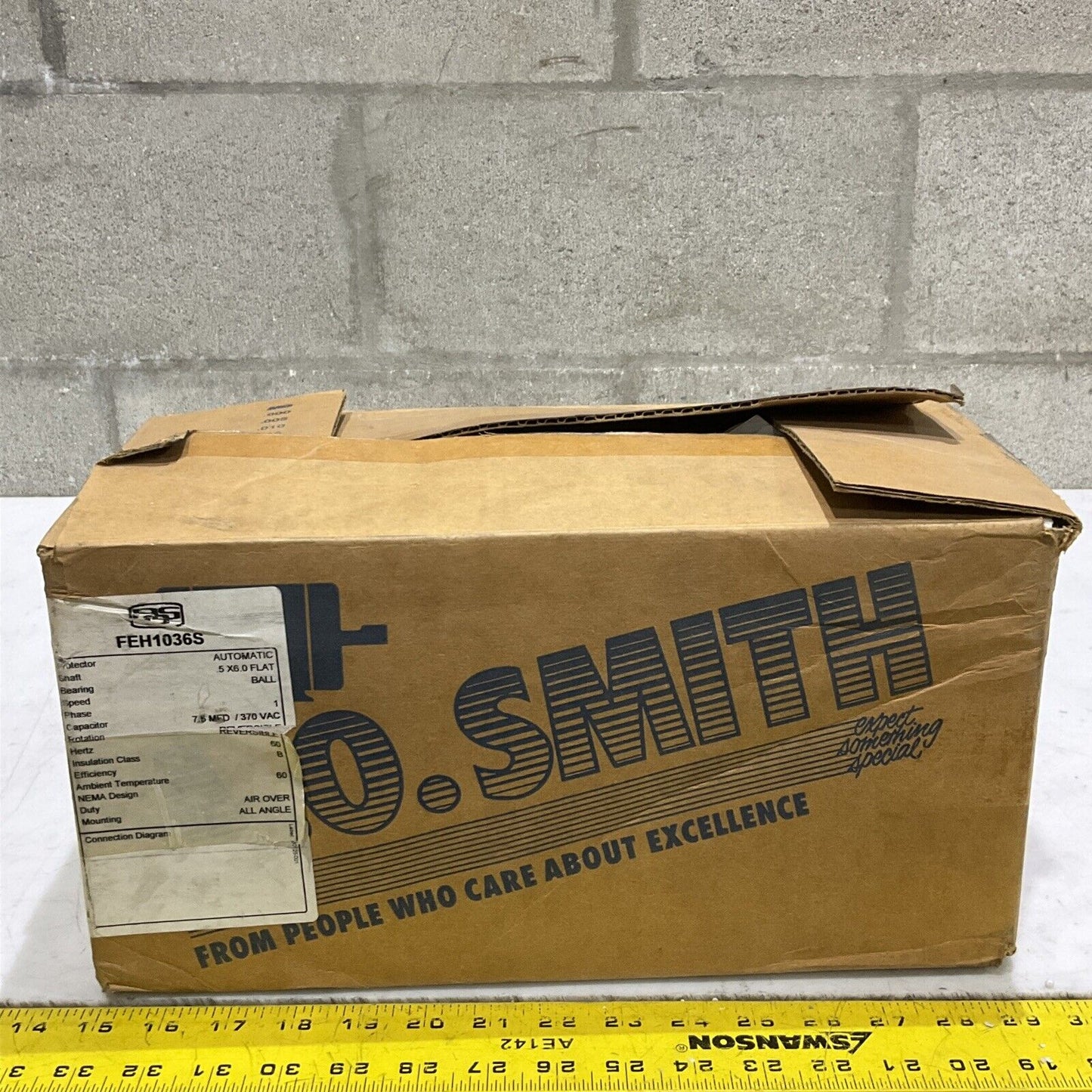 A.O. SMITH F48A06A01 FEH1036S 4ME16 REV. AC MOTOR 1/3HP 460V .80A 1075 RPM 373