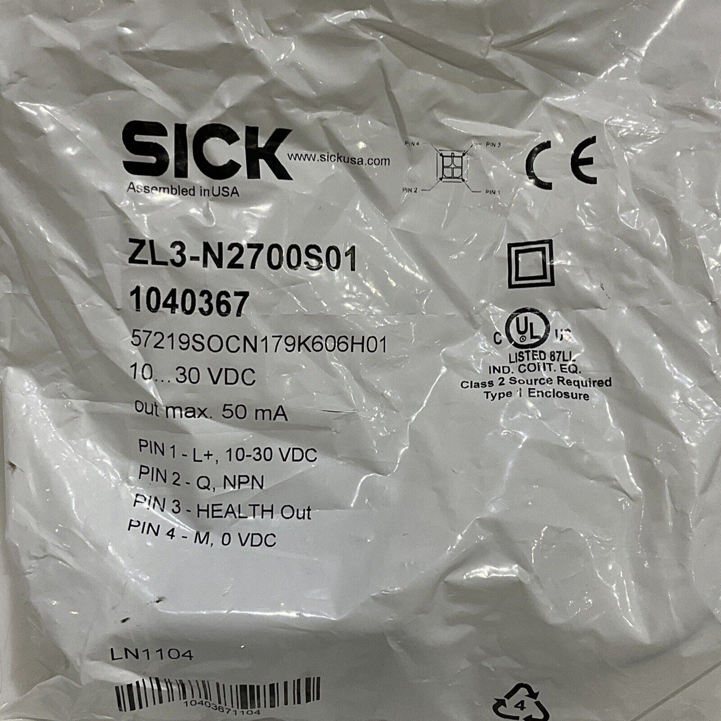 SICK ZL3-N2700S01 1040367 PHOTOELECTRIC SENSOR SWITCH U3S